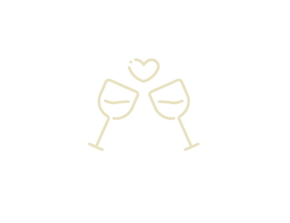 Two wine glasses clinking with a heart symbol above them, representing celebration or love.