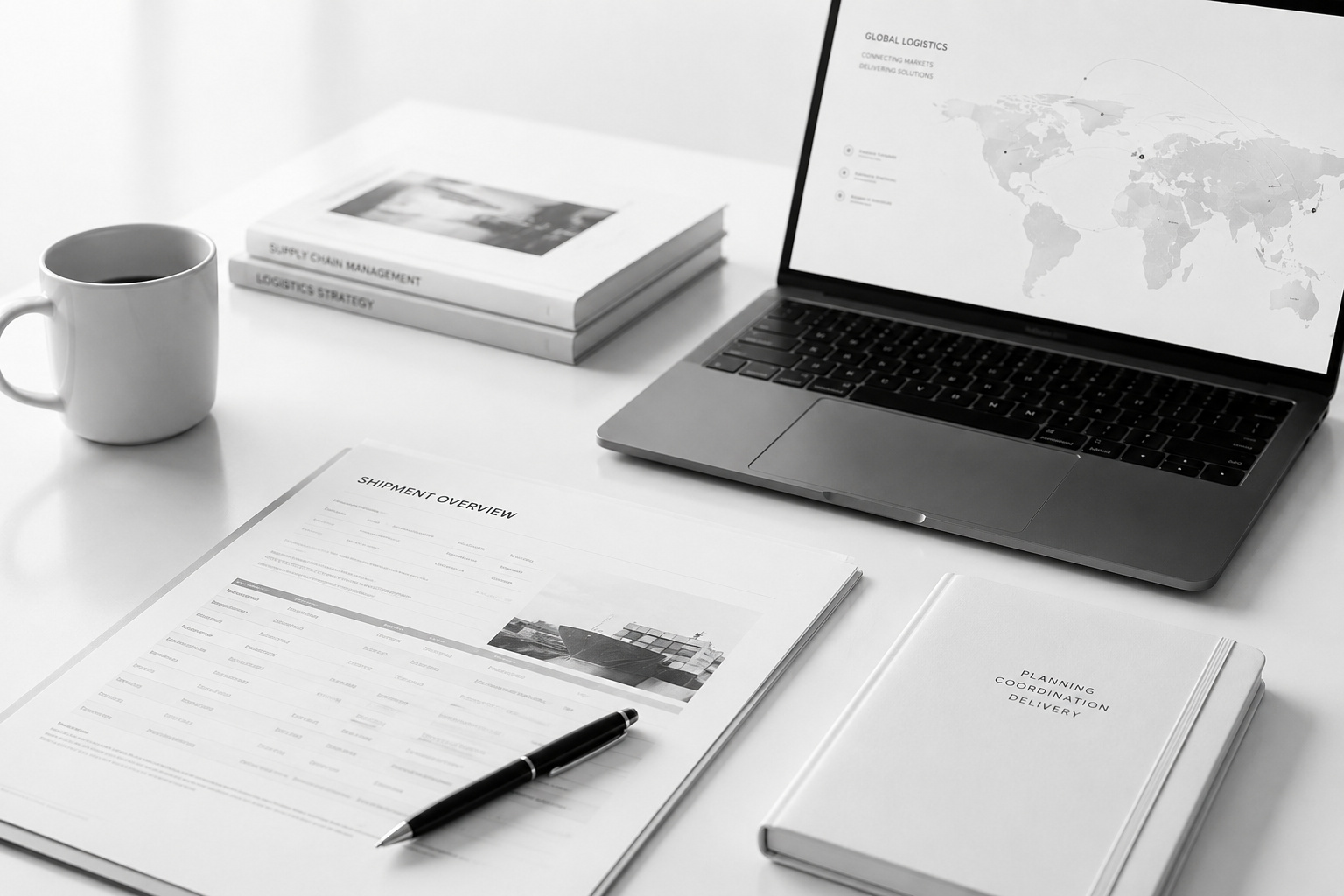 Professional logistics workspace representing over 20 years of freight forwarding experience.