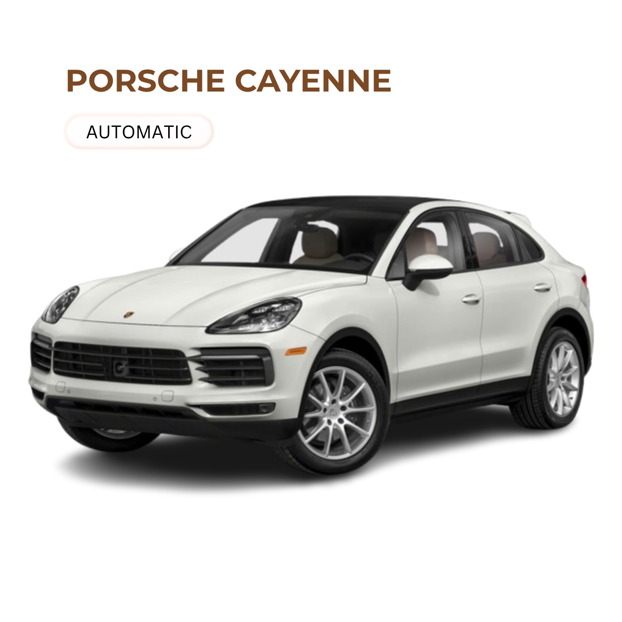 White Porsche Cayenne SUV with black roof, front view, digital rendering