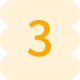 Number three printed on a beige cloud shape background