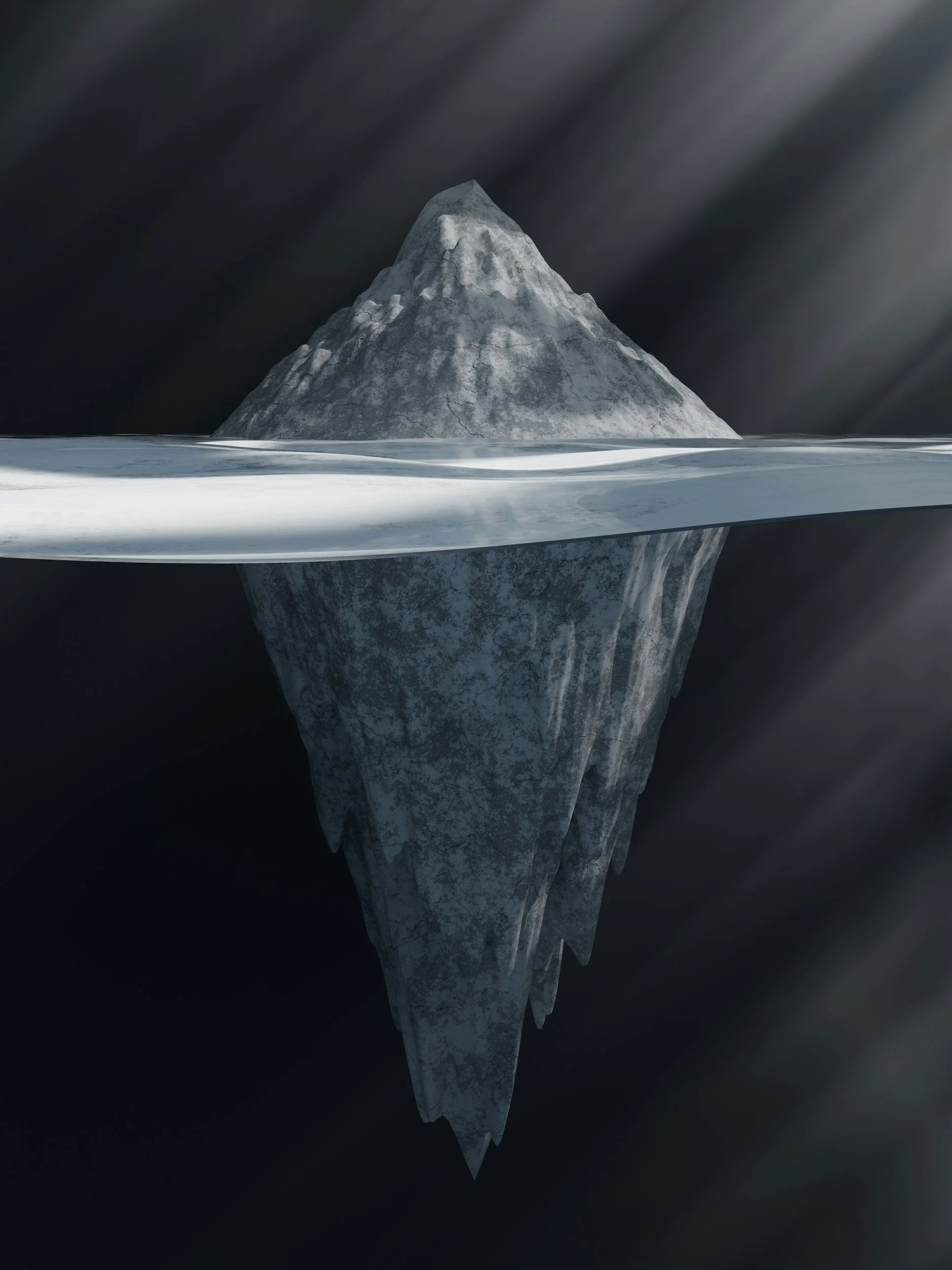 Iceberg representing the conscious and subconscious mind.