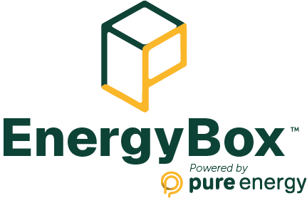 EnergyBox logo with a cube graphic and text 'EnergyBox Powered by pure energy'