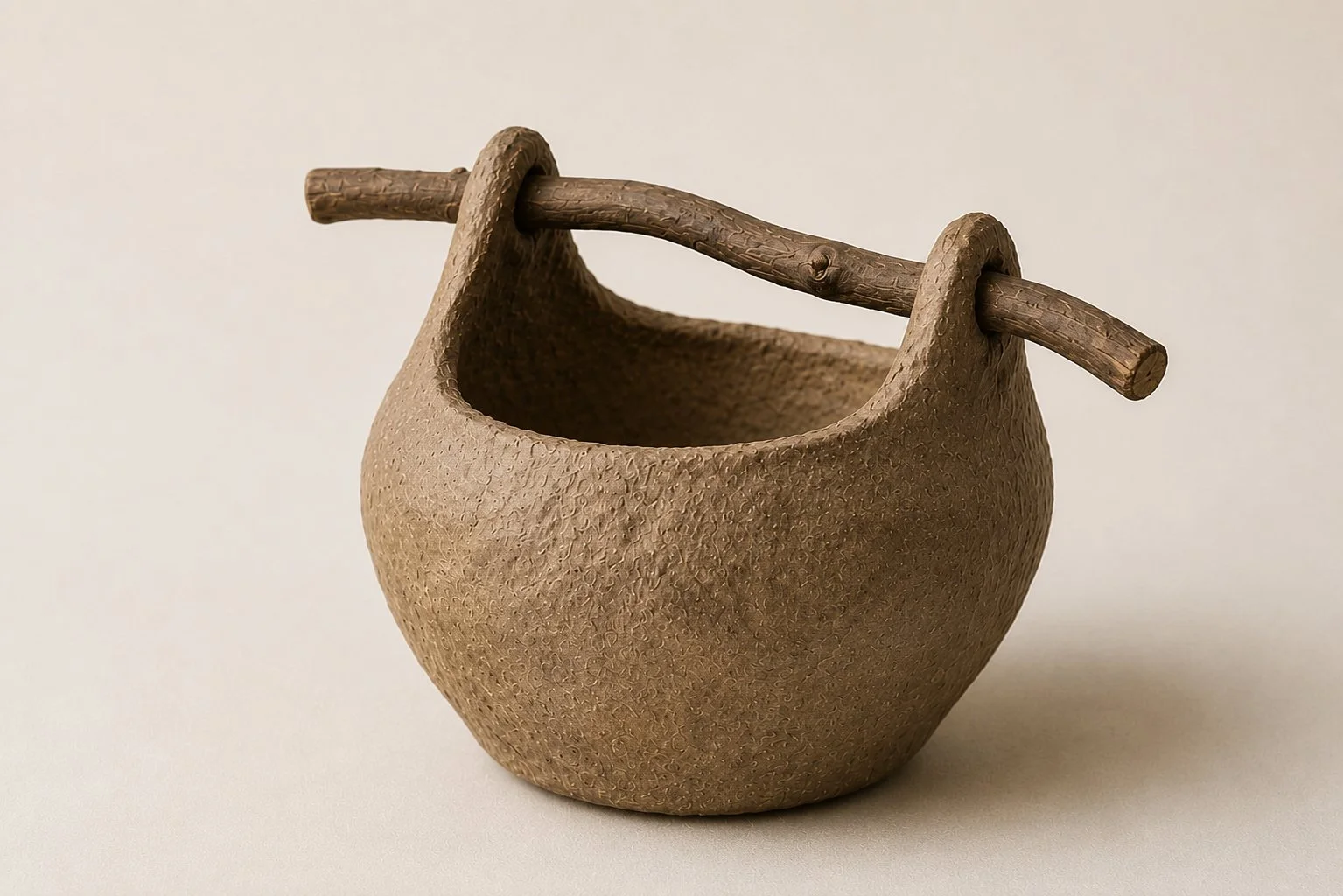 The Mz. Betty Bowl - Hand Sculpted Paper Mache Vessel w/Stick Handle