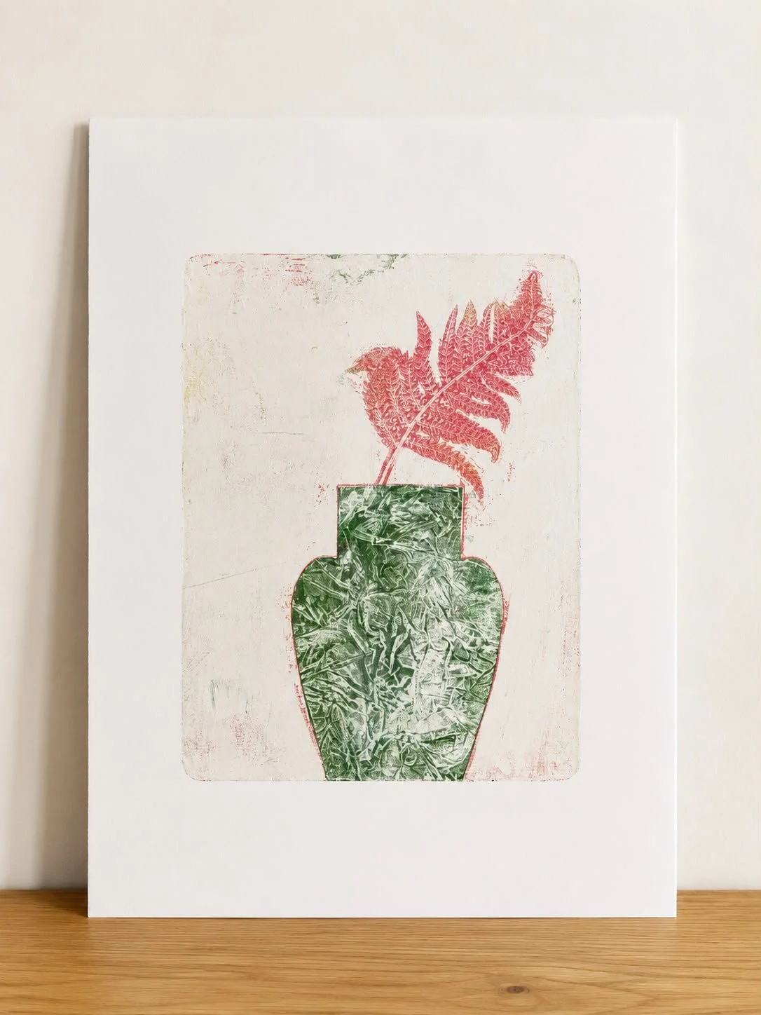 Pink Fern/Green Vase
