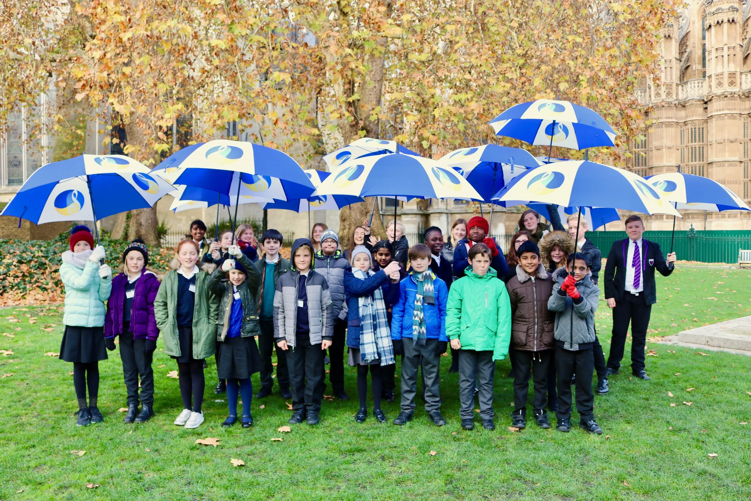 The Choir ready for rain in Parliament Square