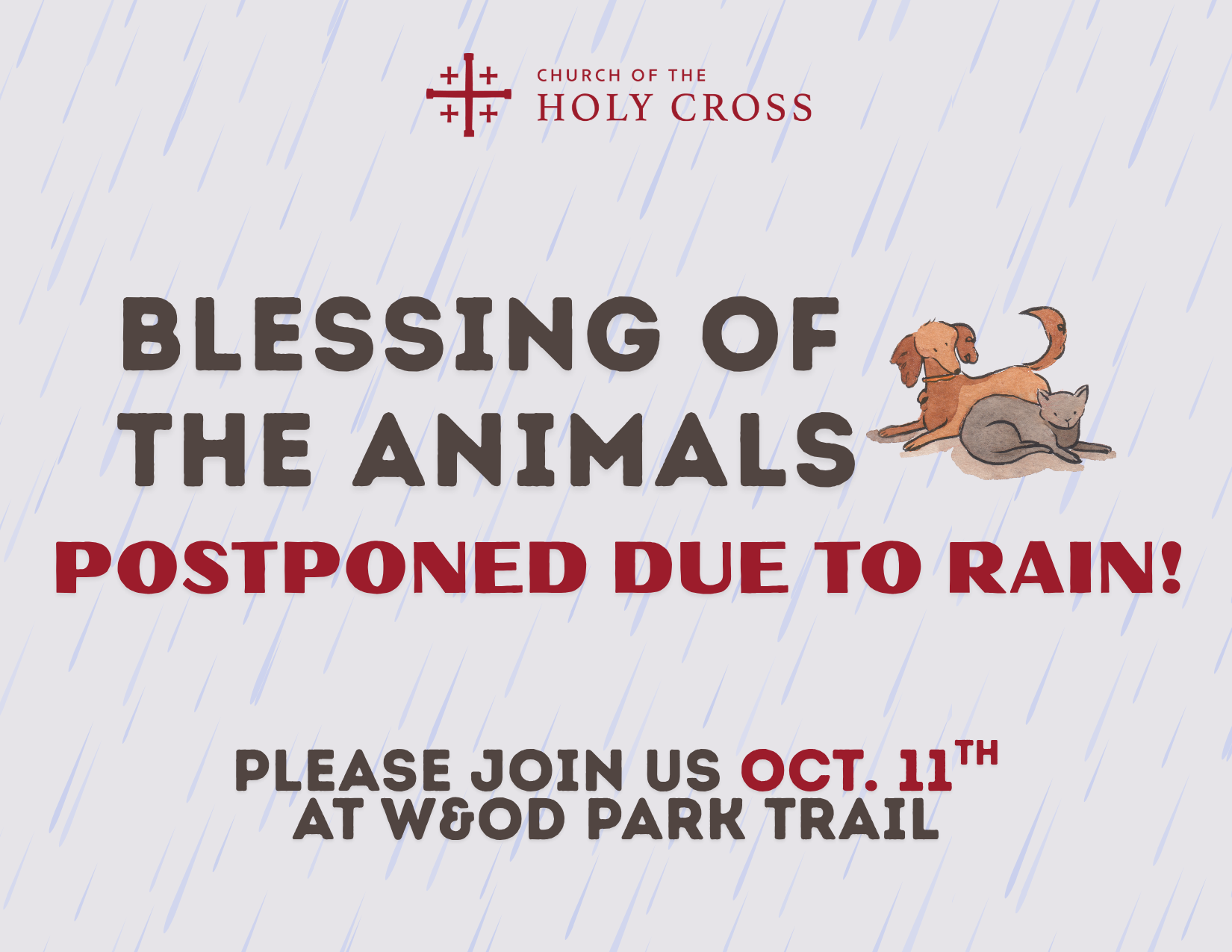 Blessing of the Animals Postponed!!