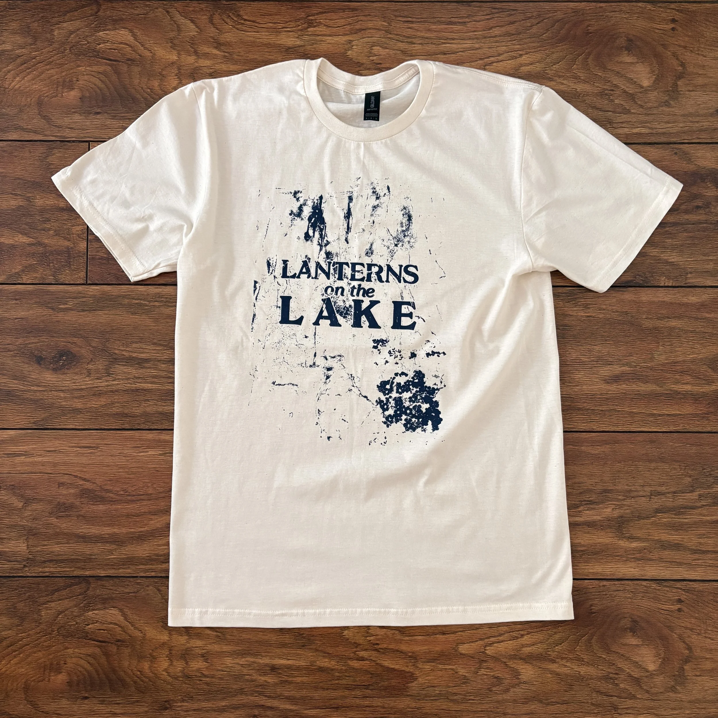 Lanterns on the Lake T-Shirt (natural w/ midnight blue print)