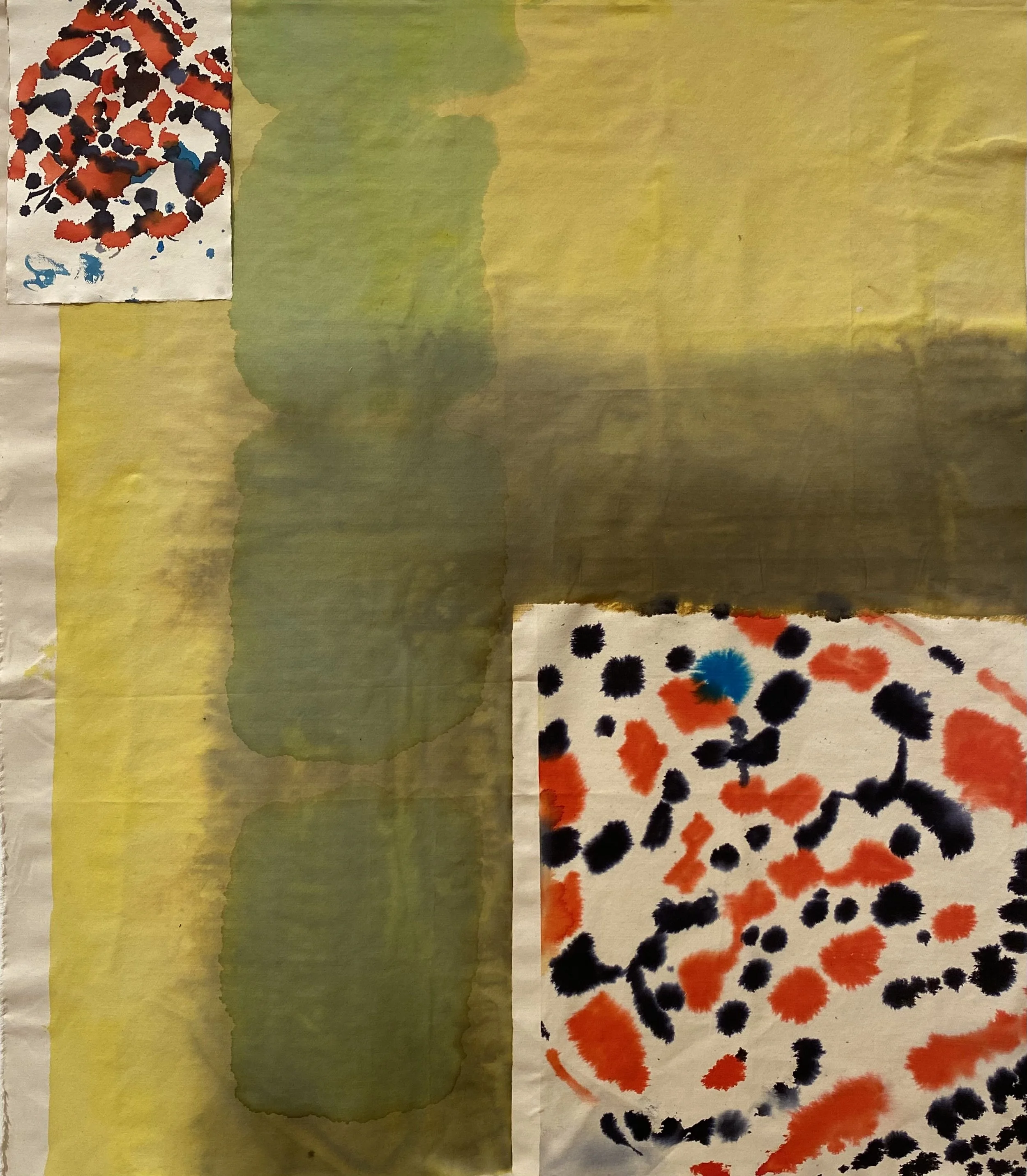 'Crimson Speckled', original abstract painting by contemporary artist Annabelle Pelaez.