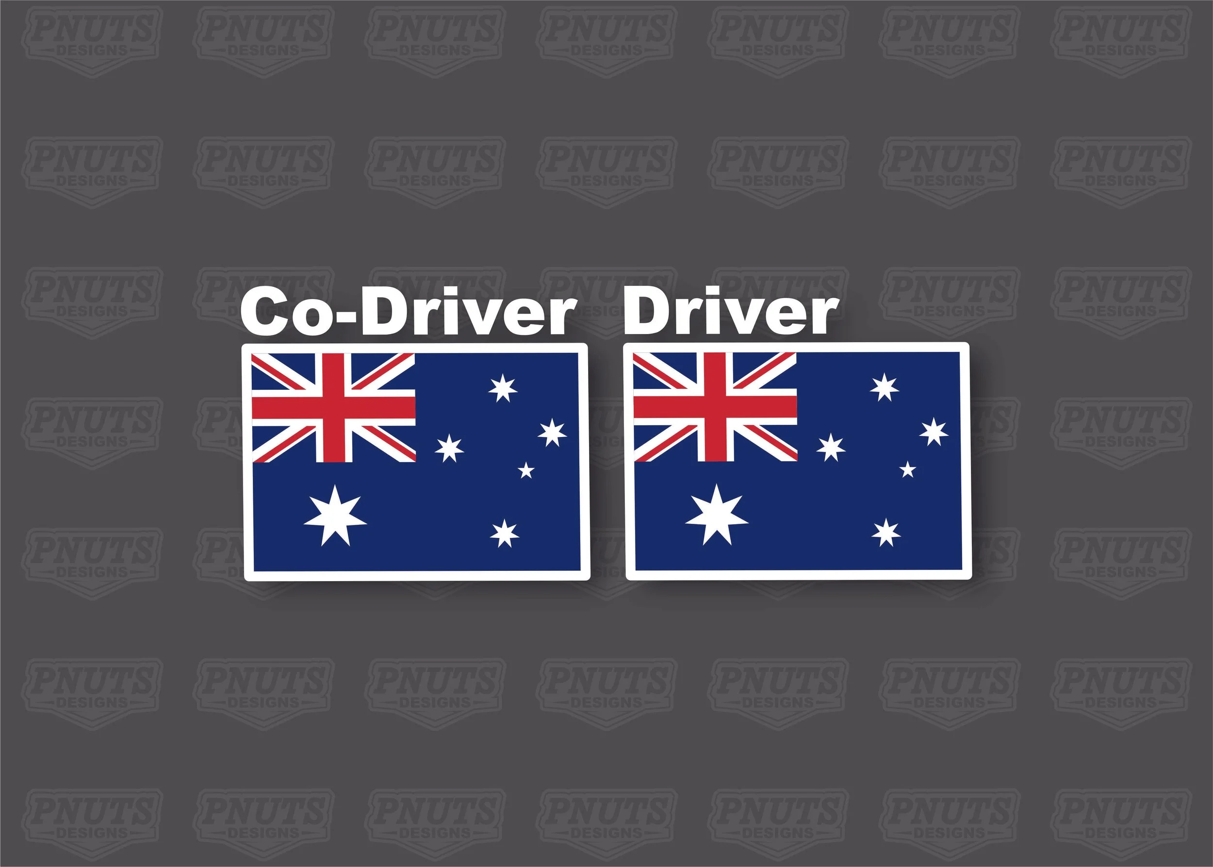 Driver & Co-Driver Name Decals with Flags
