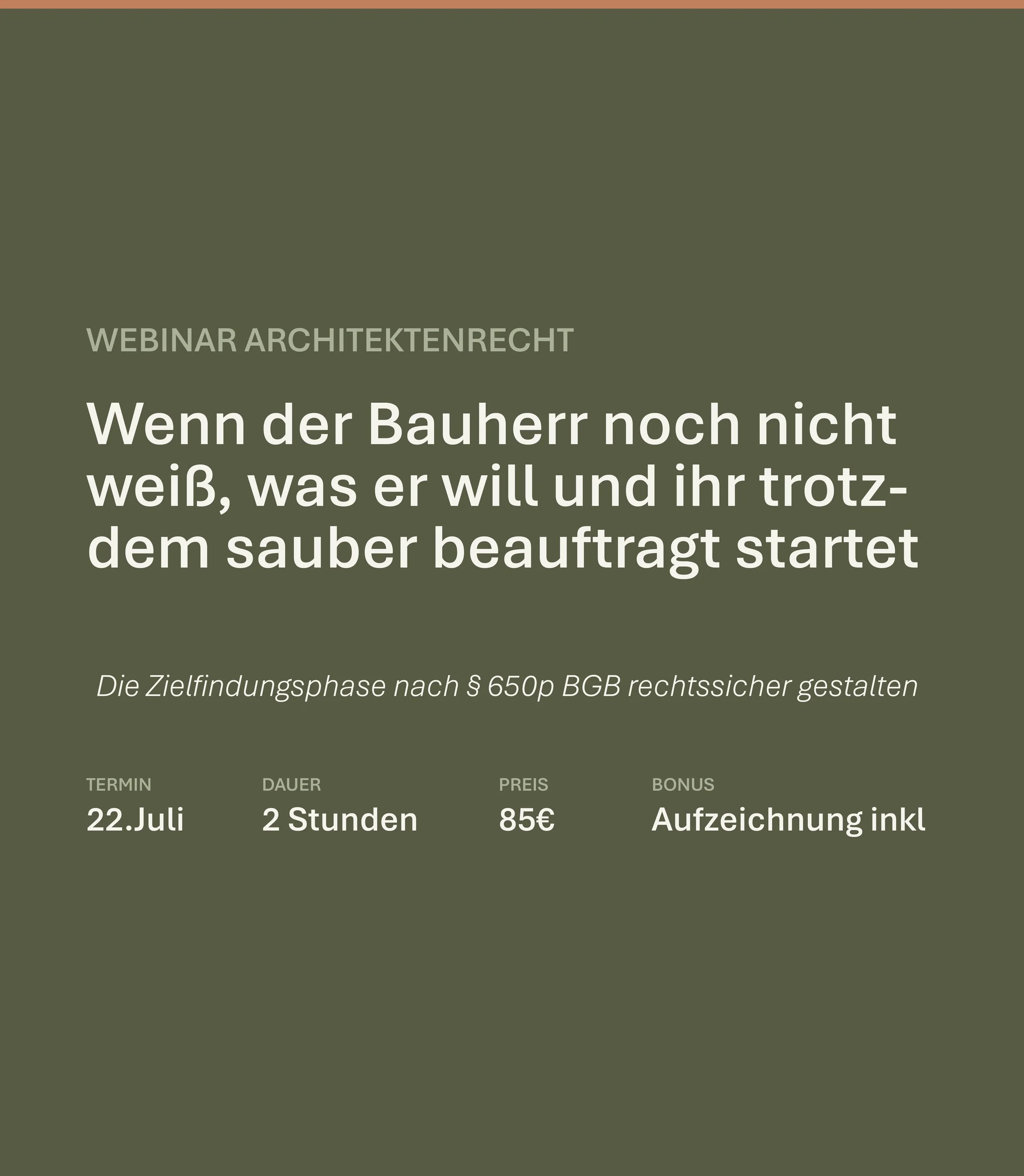 Webinar: Wenn der Bauherr noch nicht weiß, was er will