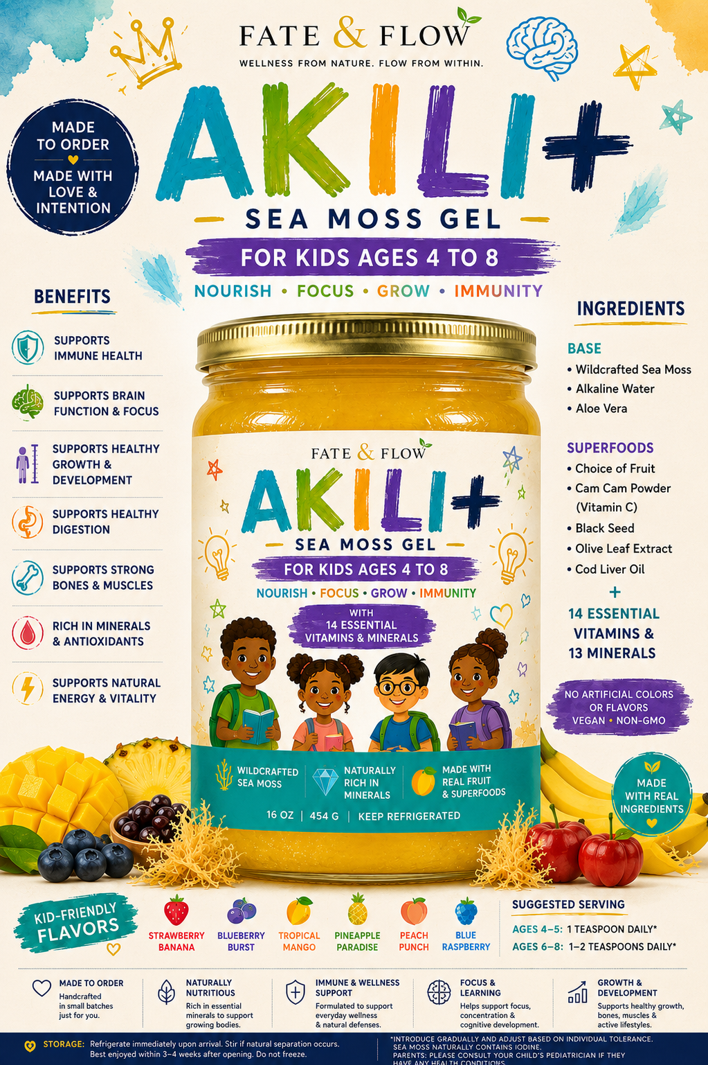 AKILI+ Kids' Vitality Sea Moss Gel (4-8) (Pre-Order)