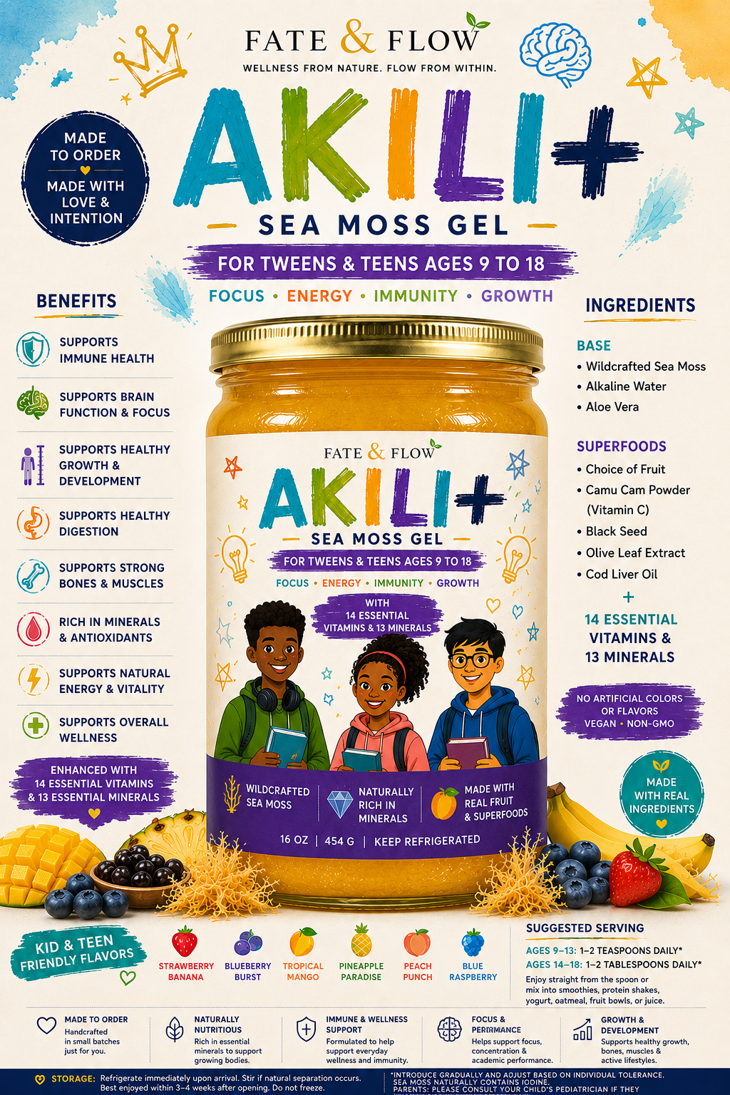 AKILI+ Tweens & Teens Vitality Sea Moss Gel (9-18) (Pre-Order)