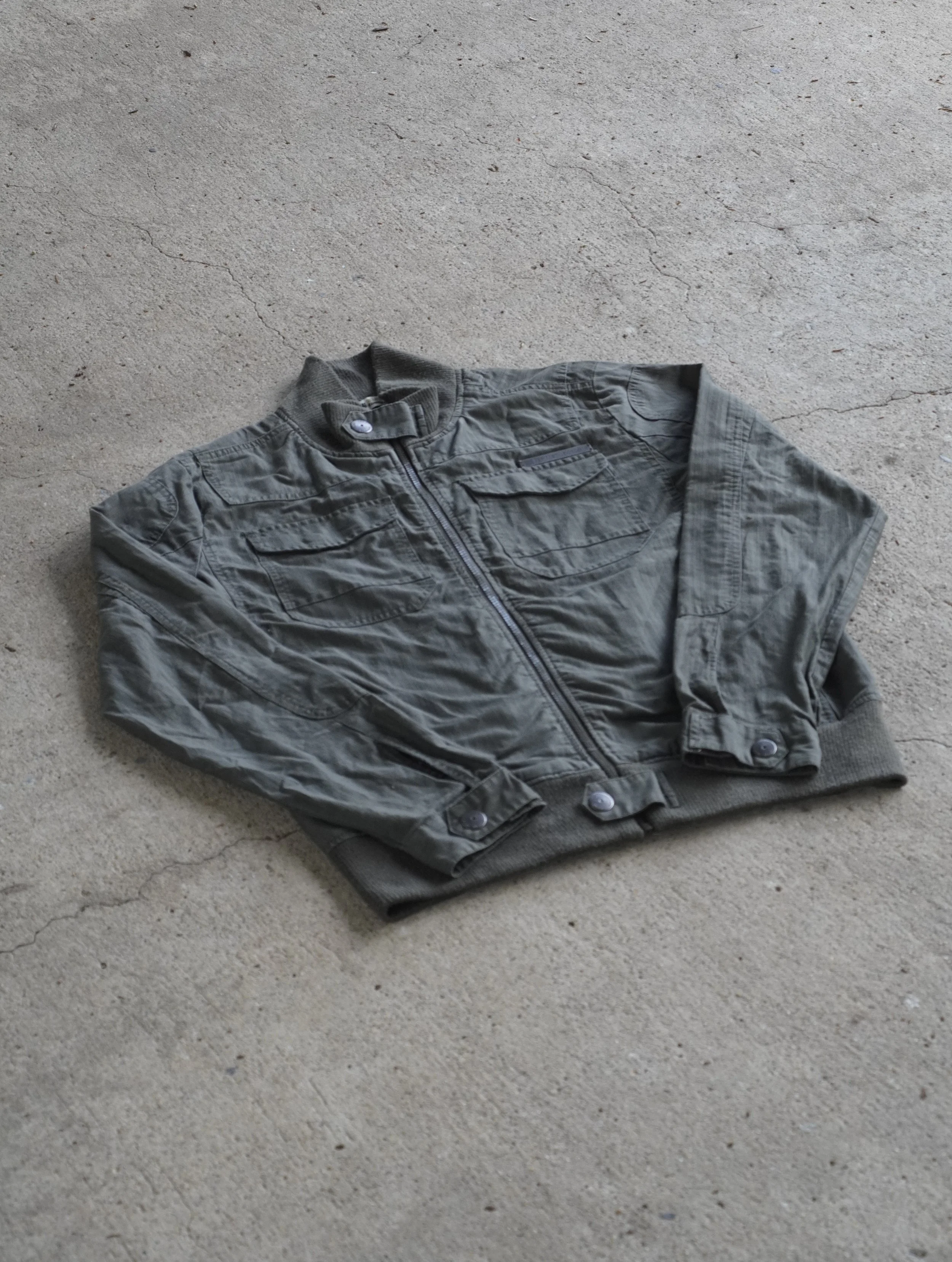 Green 2000s High Collar Jacket