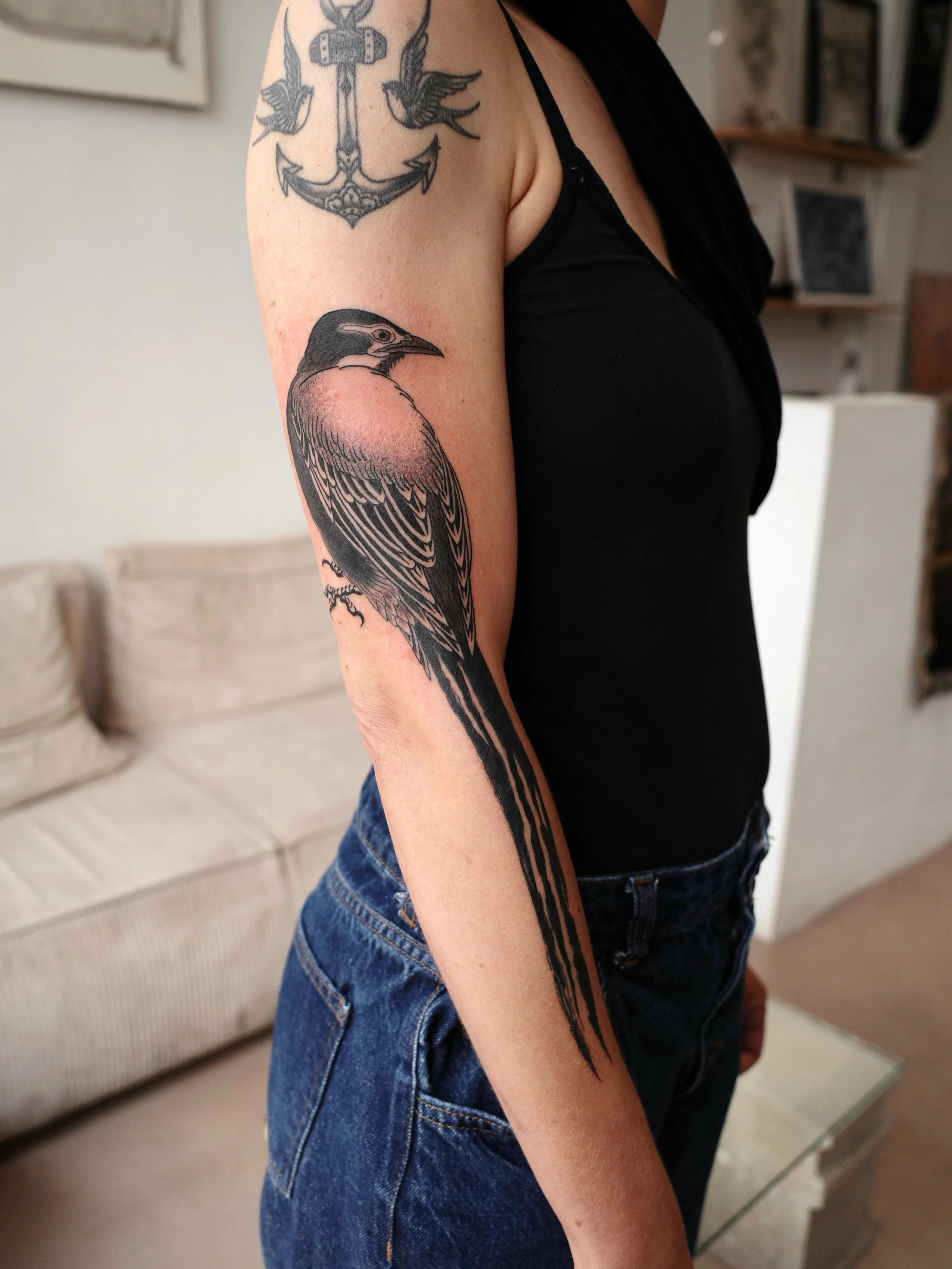 Magpie for Pauline. 🖤 On the road soon, see dates below. 🌍

🇬🇧 LONDON &mdash; July 24-26th
🇫🇷 PARIS &mdash; September TBC (waitlist open)
🇫🇷 NICE &mdash; all year round

✉️ antoine.larrey.tattoo@gmail.com for bookings

&mdash;
www.antoinelarr