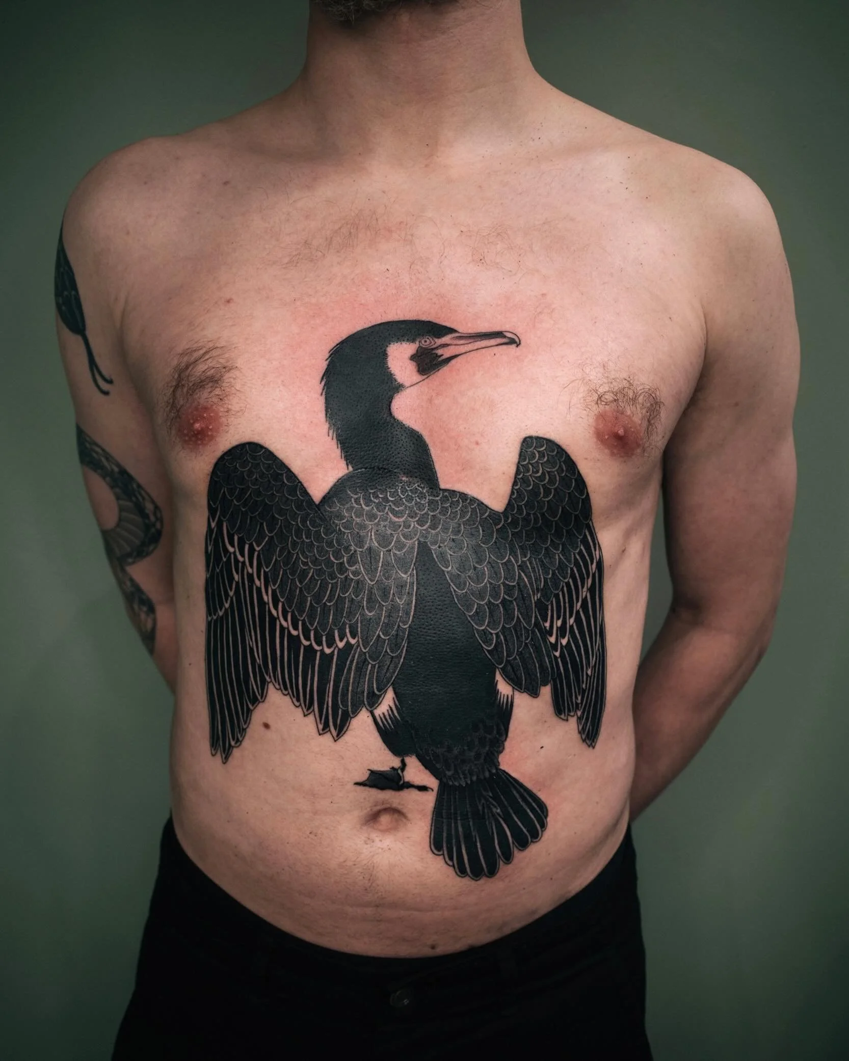 Cormorant for Thomas, 3 sessions. On the road soon, see dates below. 🌍

🇩🇪 BERLIN &mdash; June 22-25th
🇬🇧 LONDON &mdash; July 23-27th
🇫🇷 PARIS &mdash; September TBC (waitlist open)
🇫🇷 NICE &mdash; all year round

✉️ antoine.larrey.tattoo@gma