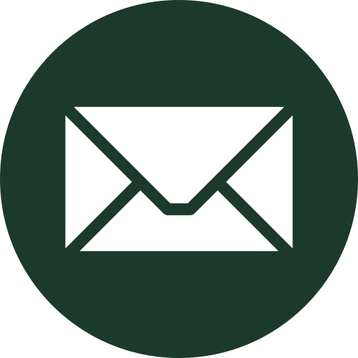 Envelope icon inside a dark green circle