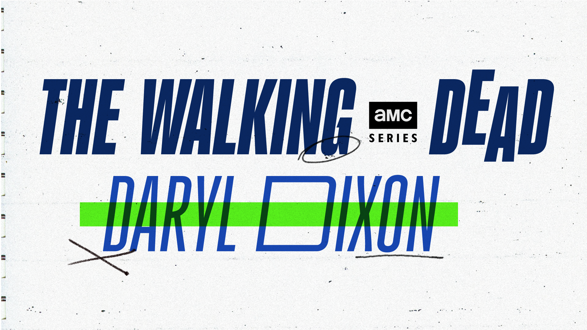 Logo for the TV series 'The Walking Dead' featuring bold, stylized blue and black text and a green highlight.