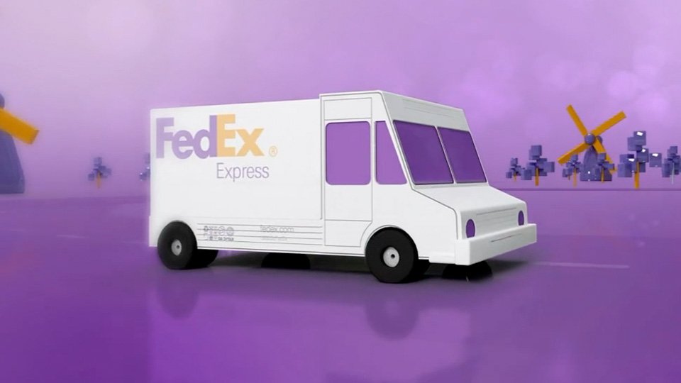 FedEx logistics animation visualizing shipping, delivery workflows and connected transportation services.
