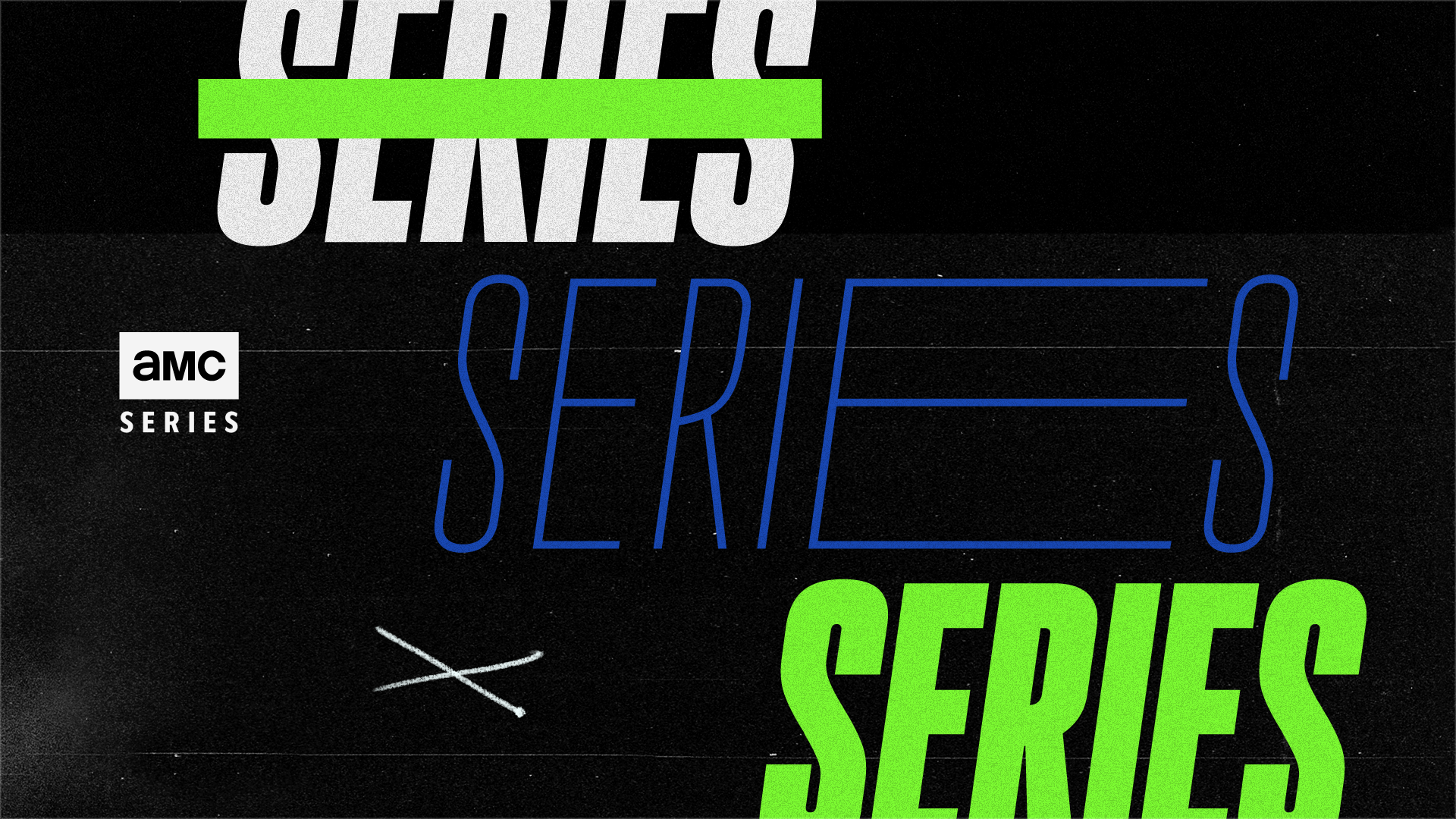 Promotional poster for the TV series 'Secrets', an AMC series, with text in bold, neon, and contrasting colors on a black background.