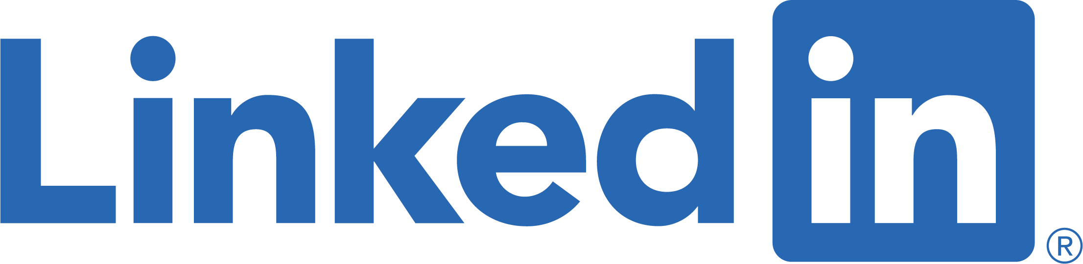 Blue text the word 'LinkedIn' on a black background.