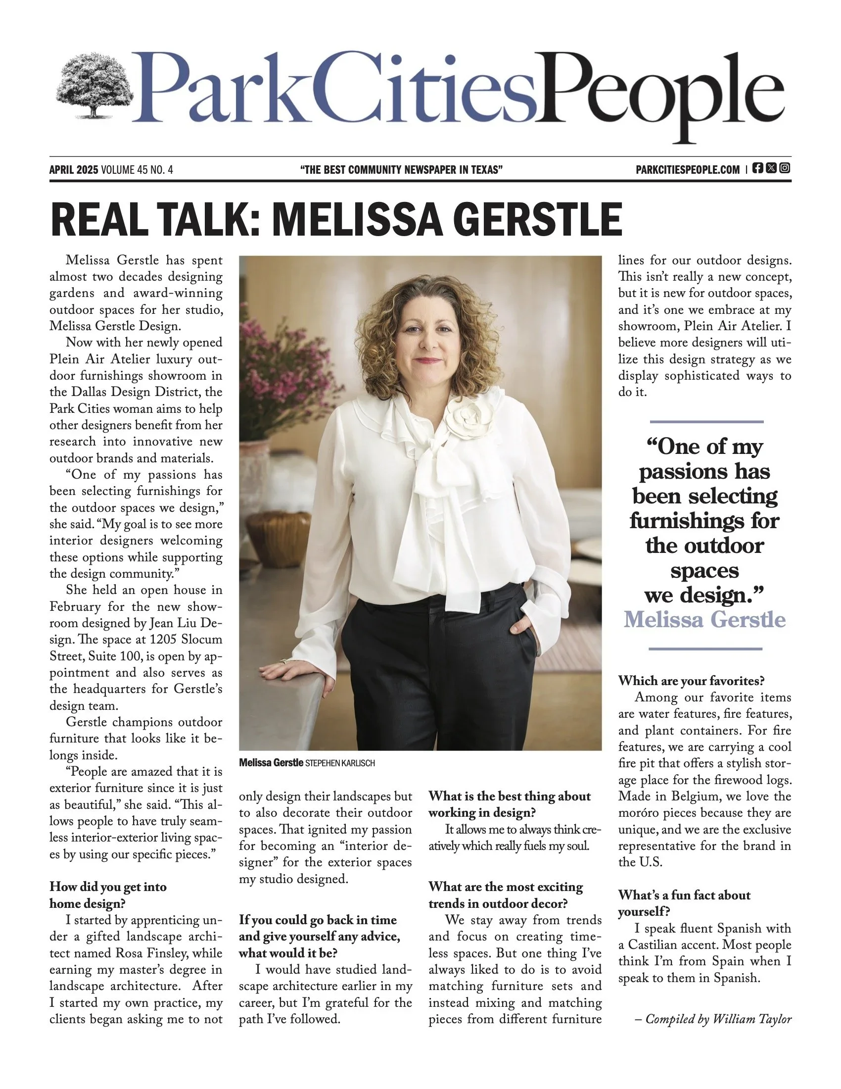 Melissa Gerstle’s new showroom covered by Park Cities People