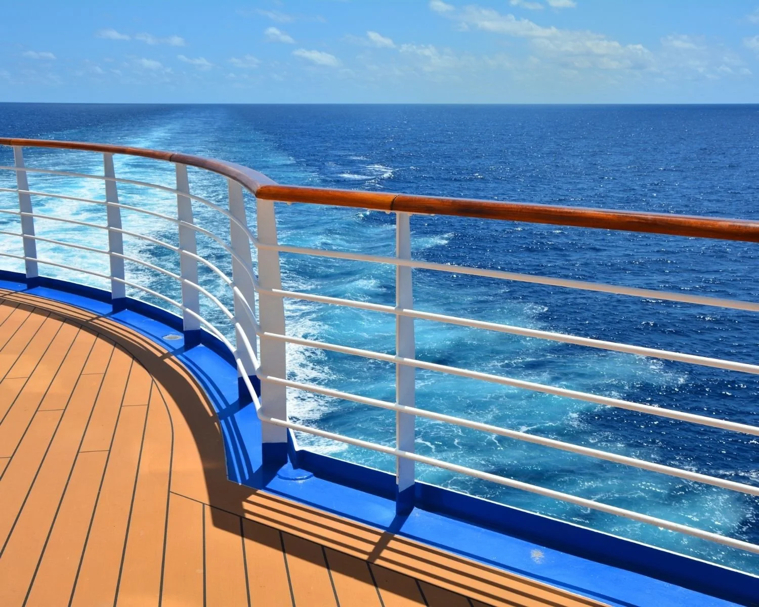 Ocean view from the deck of a cruise ship in the Caribbean