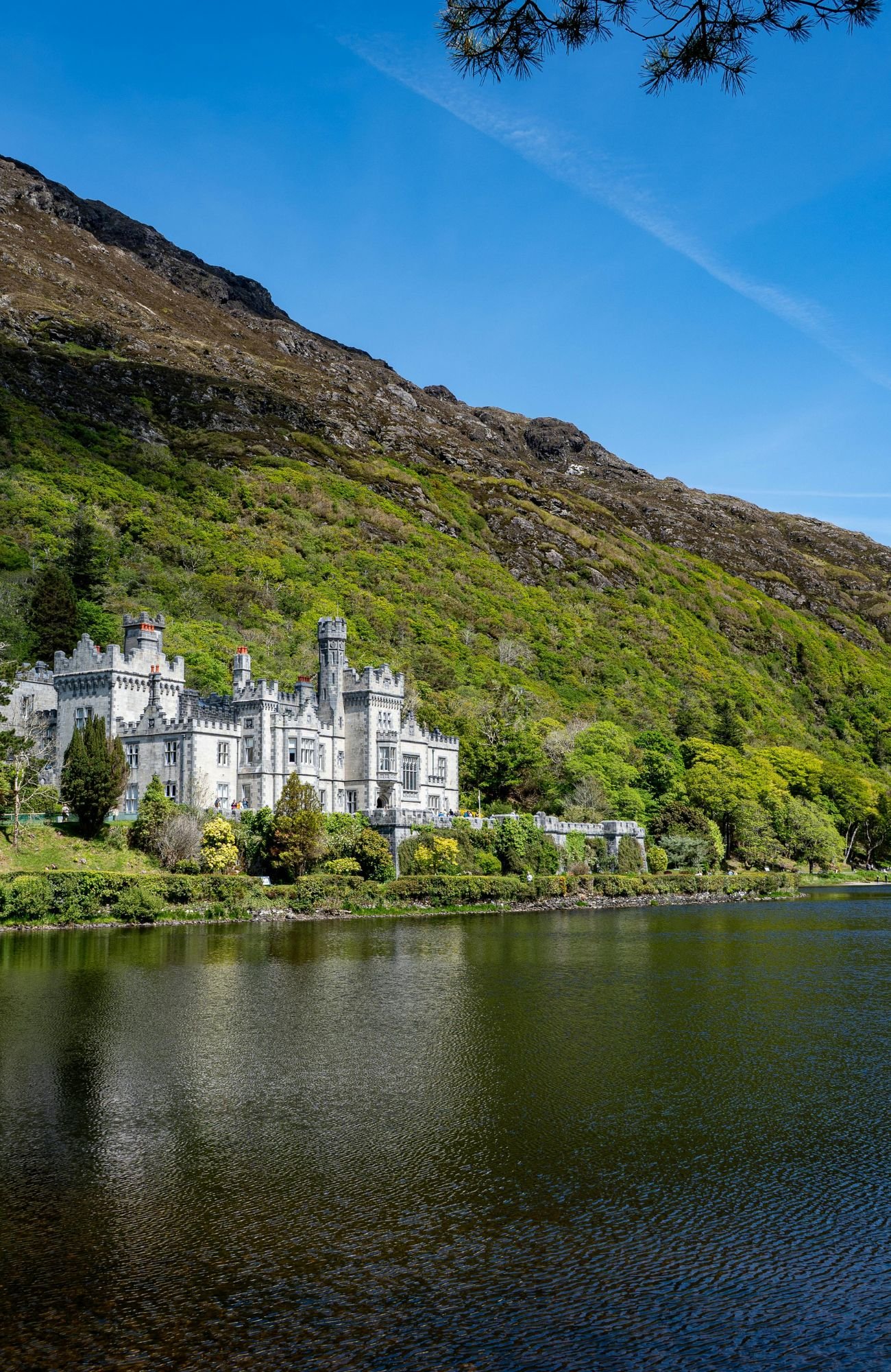 Kylemore Castle in Ireland on a sunny day