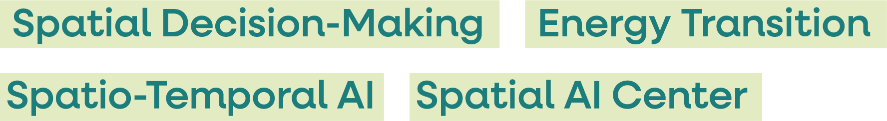 keyword cloud: spatial decision-making, energy transition, spatio-temporal ai, spatial ai center
