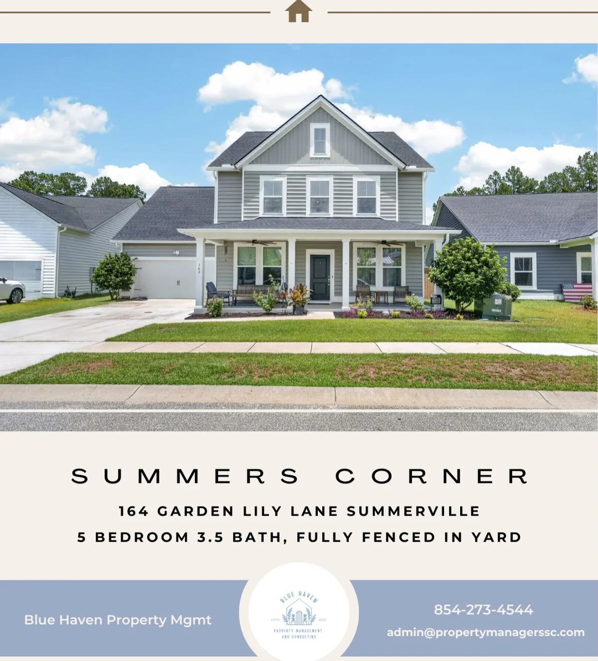 🏡 Now Available in Summerville, SC | 164 Garden Lily Lane

$3250/M

Looking for a spacious 5-bedroom home for rent in Summerville, South Carolina with room to spread out inside and out? 164 Garden Lily Lane offers the space, flexibility, and outdoor