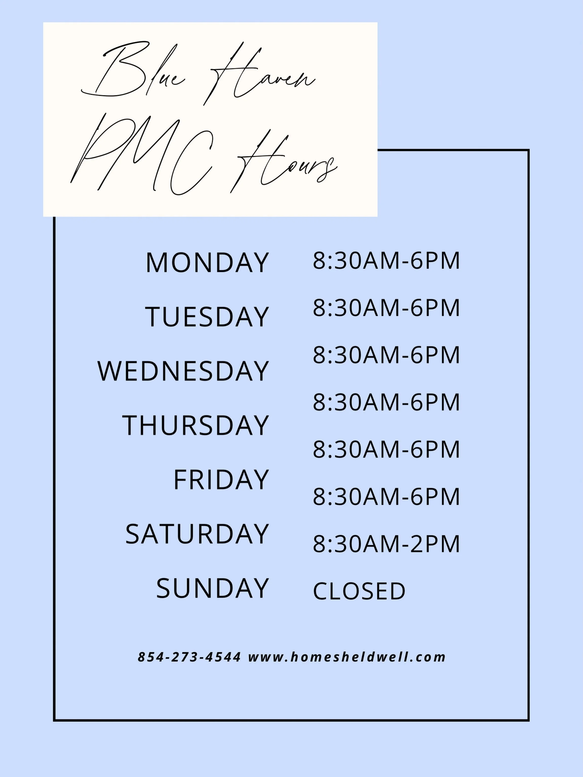 Hello! A friendly reminder that our business hours are Monday&ndash;Friday, 8:30 AM&ndash;6:00 PM and Saturday until 2:00 PM. We are closed on Sundays.

We are a family run business we believe good business also means creating space for rest, mindful