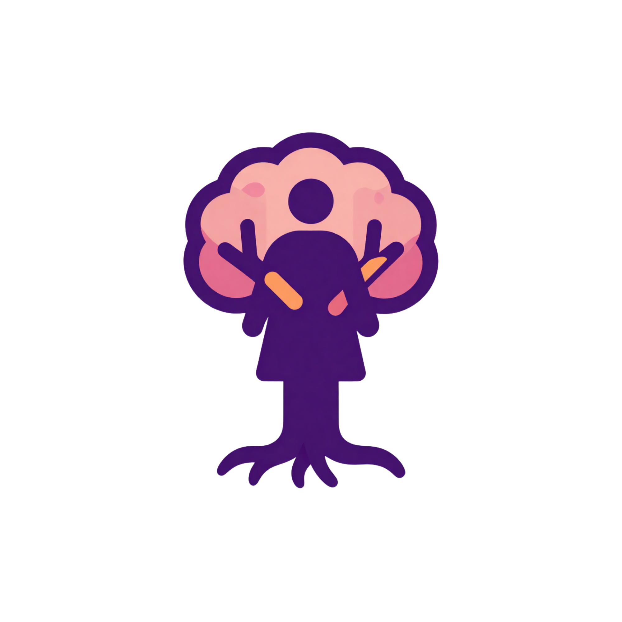 Illustration of a person with a brain in place of their head, with pink and purple hues, standing with crossed arms against a white background.