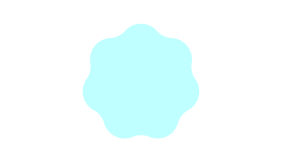 Light blue flower-shaped object with rounded edges