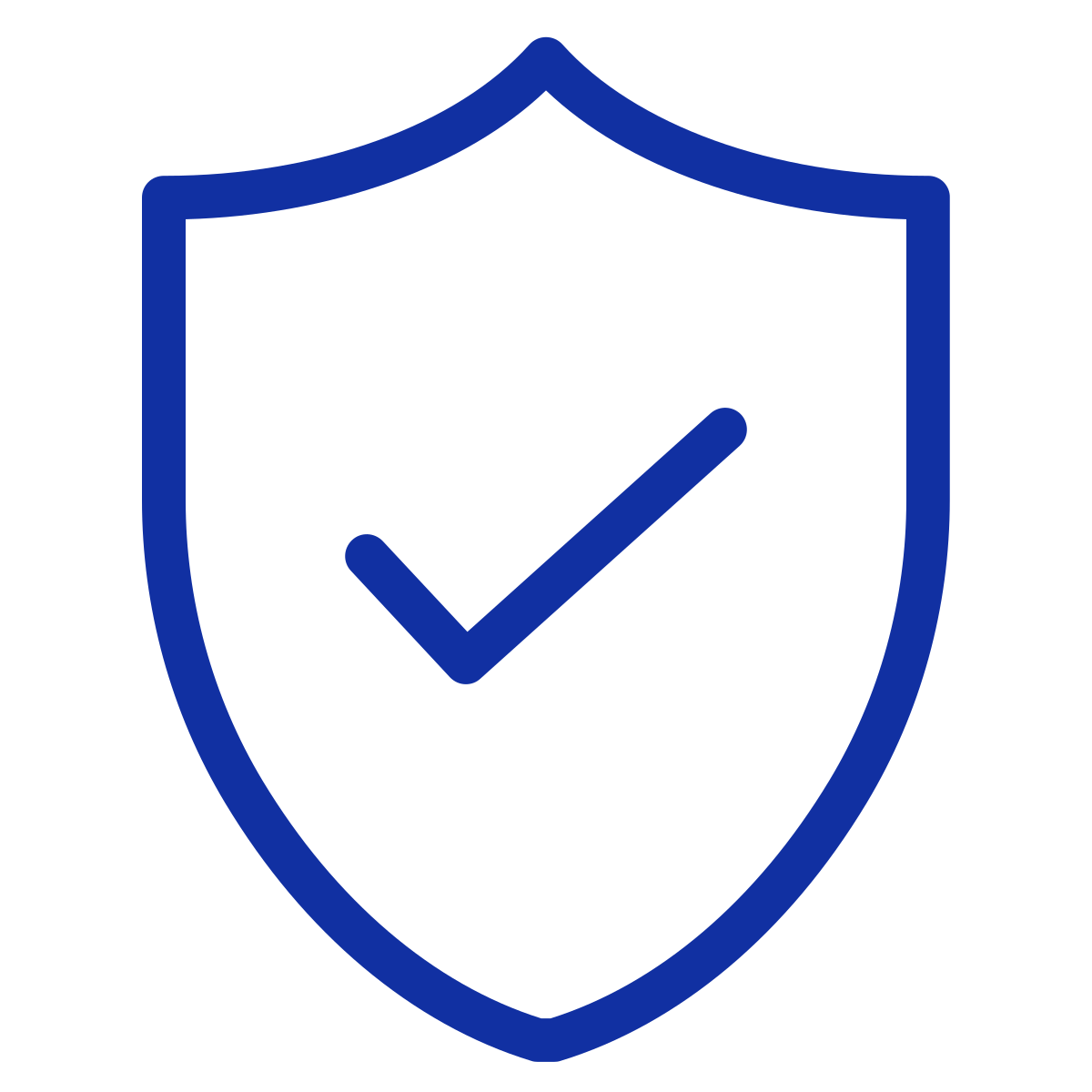 A blue shield icon with a checkmark inside, symbolizing protection or security.