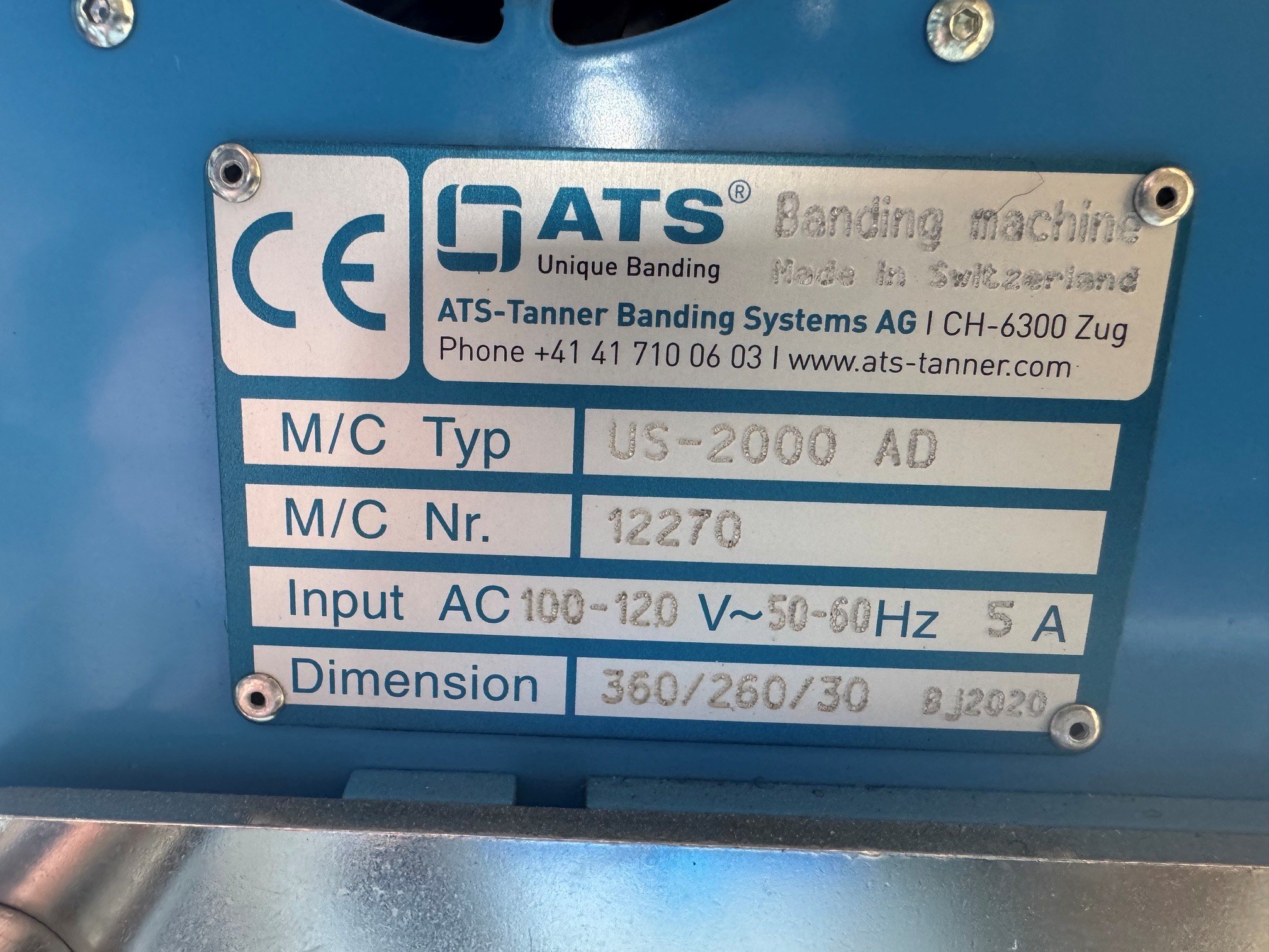 ATS Banding Machine, semi automatic, packaging, nameplate