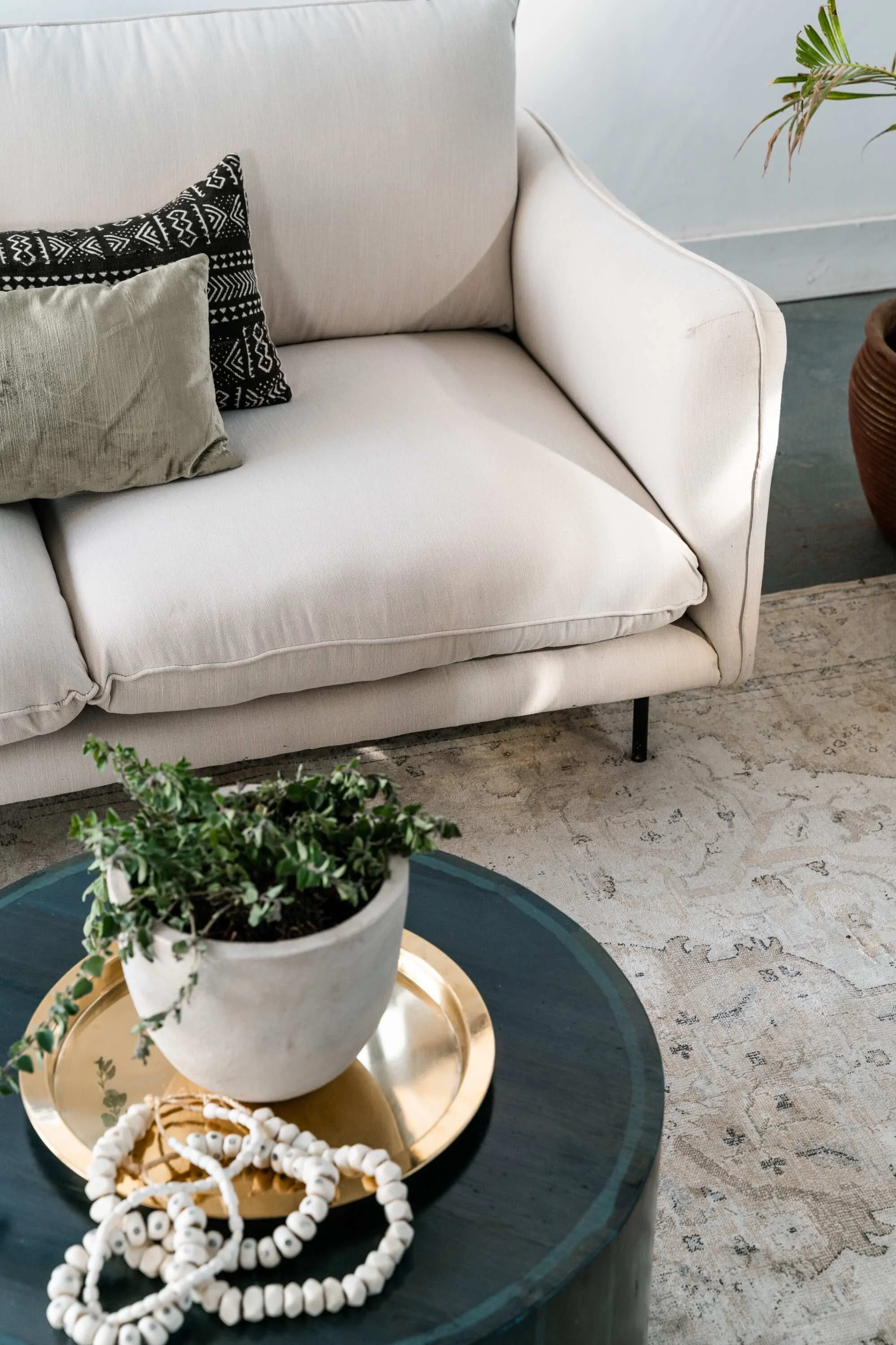 Dunia’s Scandinavian inspired Birrea collection. Our two-seater sofa and coffee table recycle a combined 112kg of plastic.