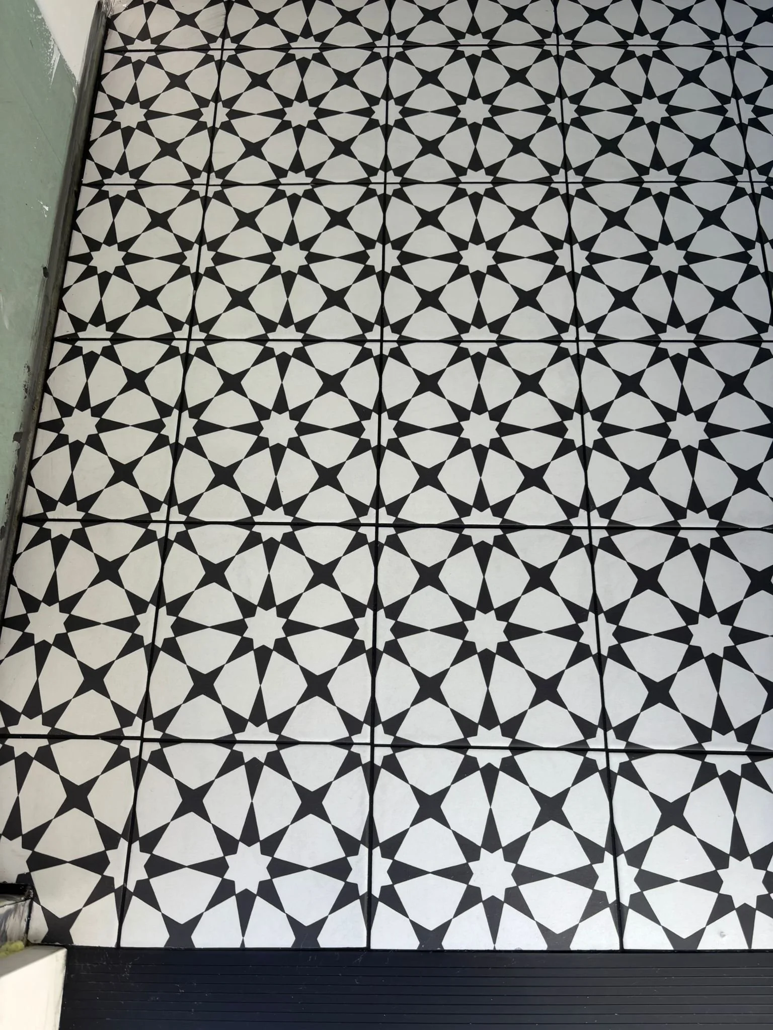 New tiled floor garden level entryway