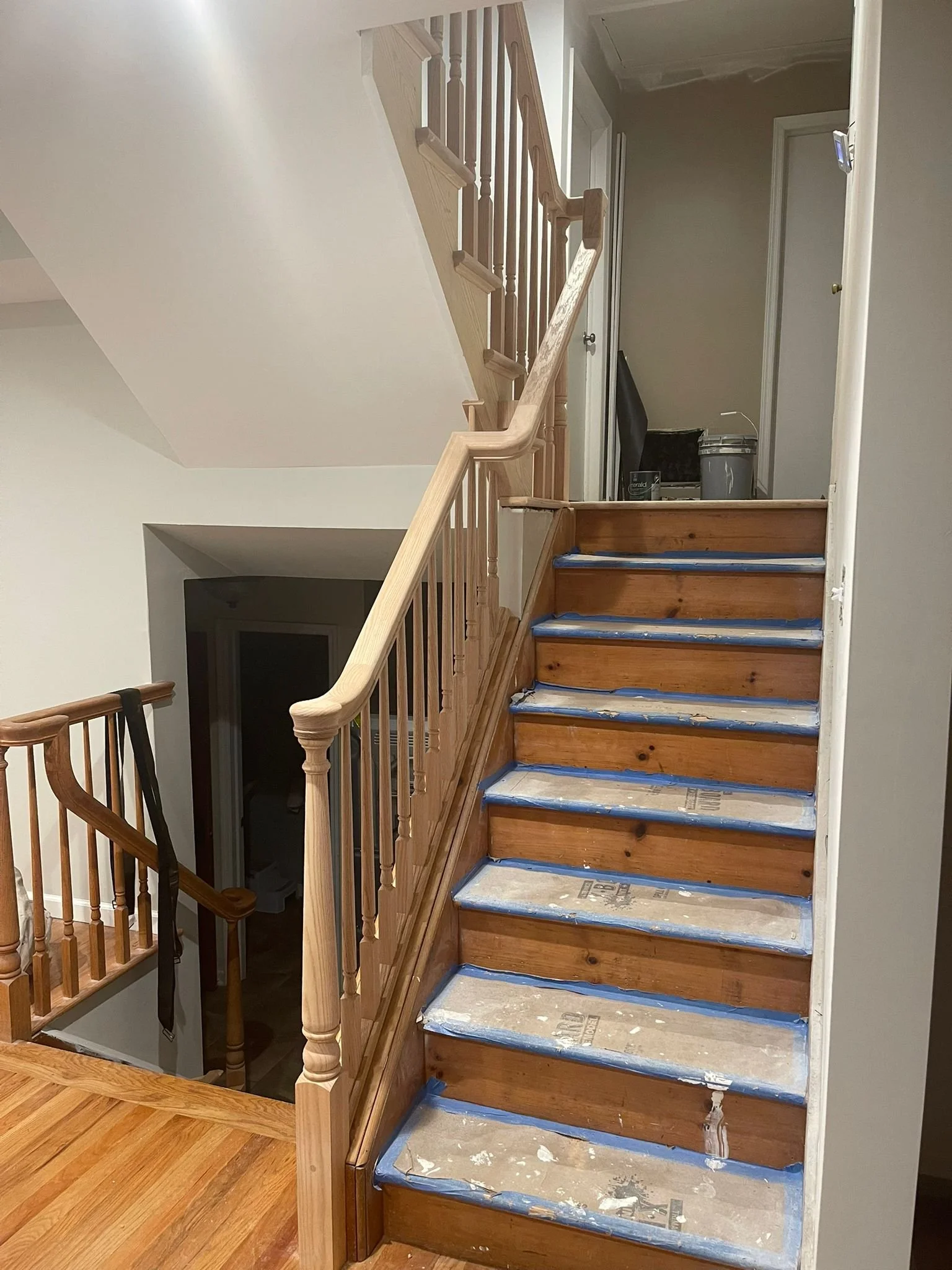 Restored historic stairs, railing and balusters