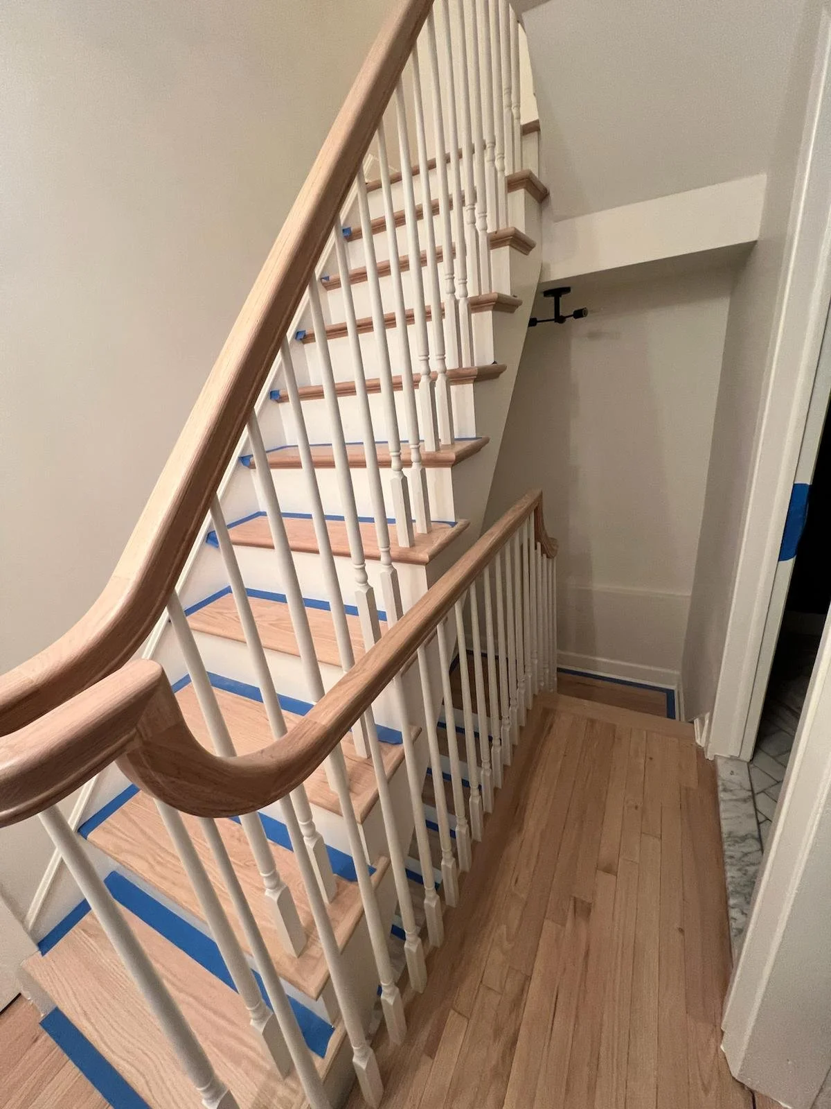 Restored historic stairs, railing and balusters