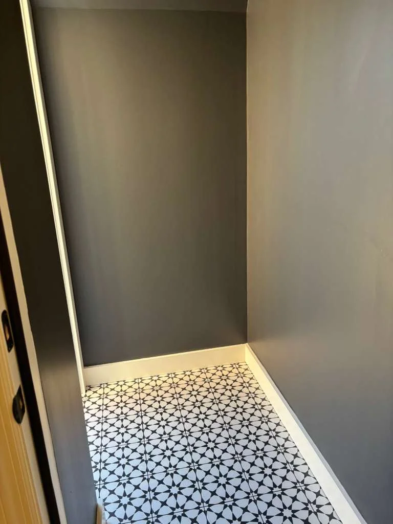 New tiled floor garden level entryway