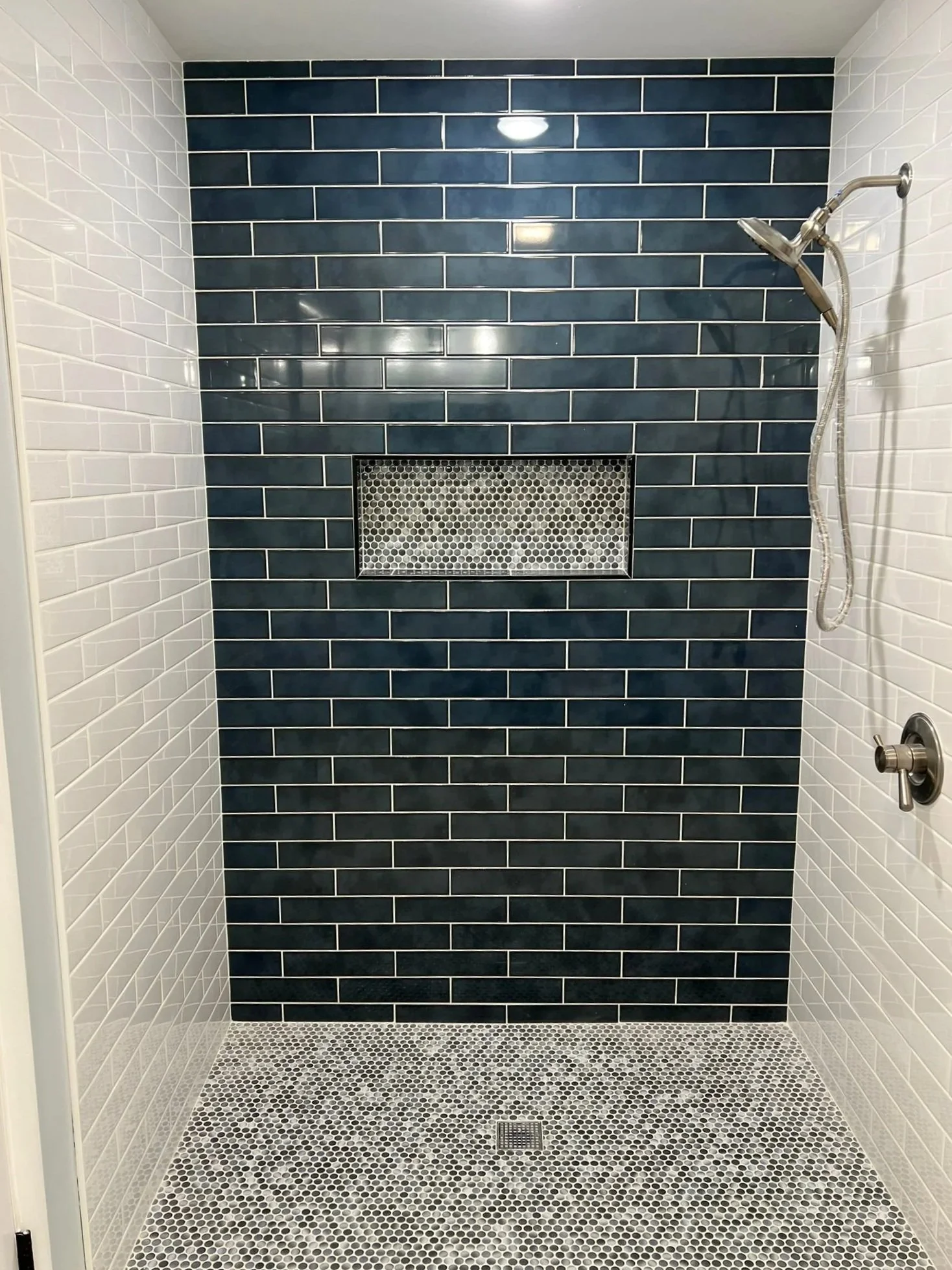 Custom shower pan and niche