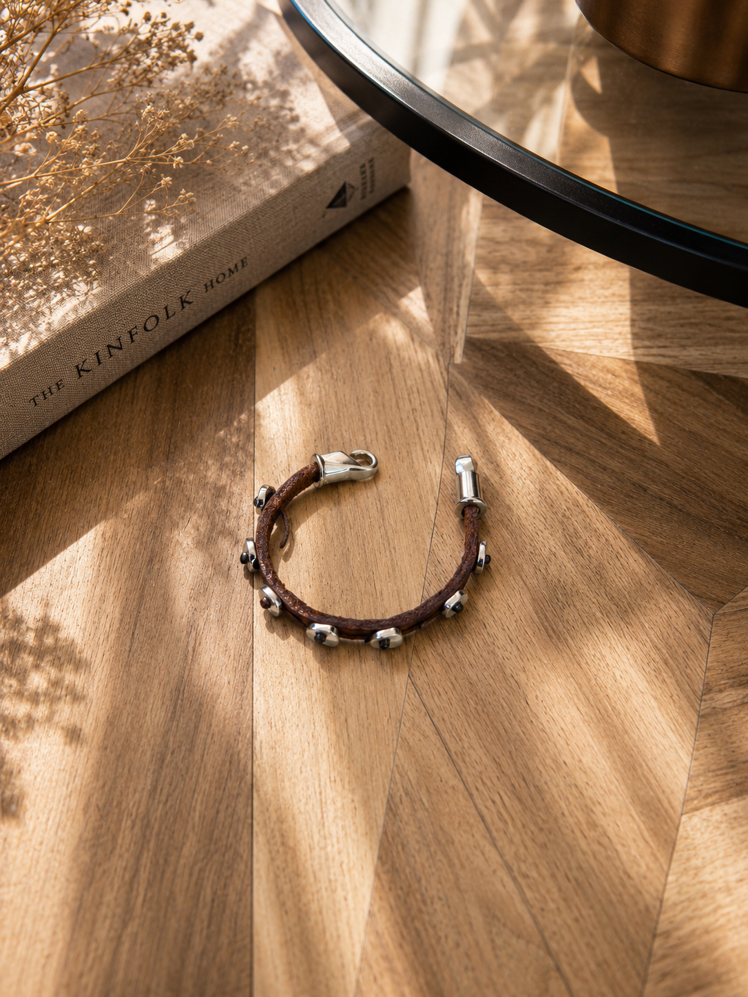 Leather and Stainless steel bracelet