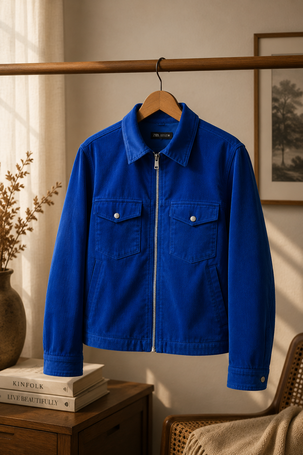 ZARA ZIP-UP CORDUROY OVERSHIRT