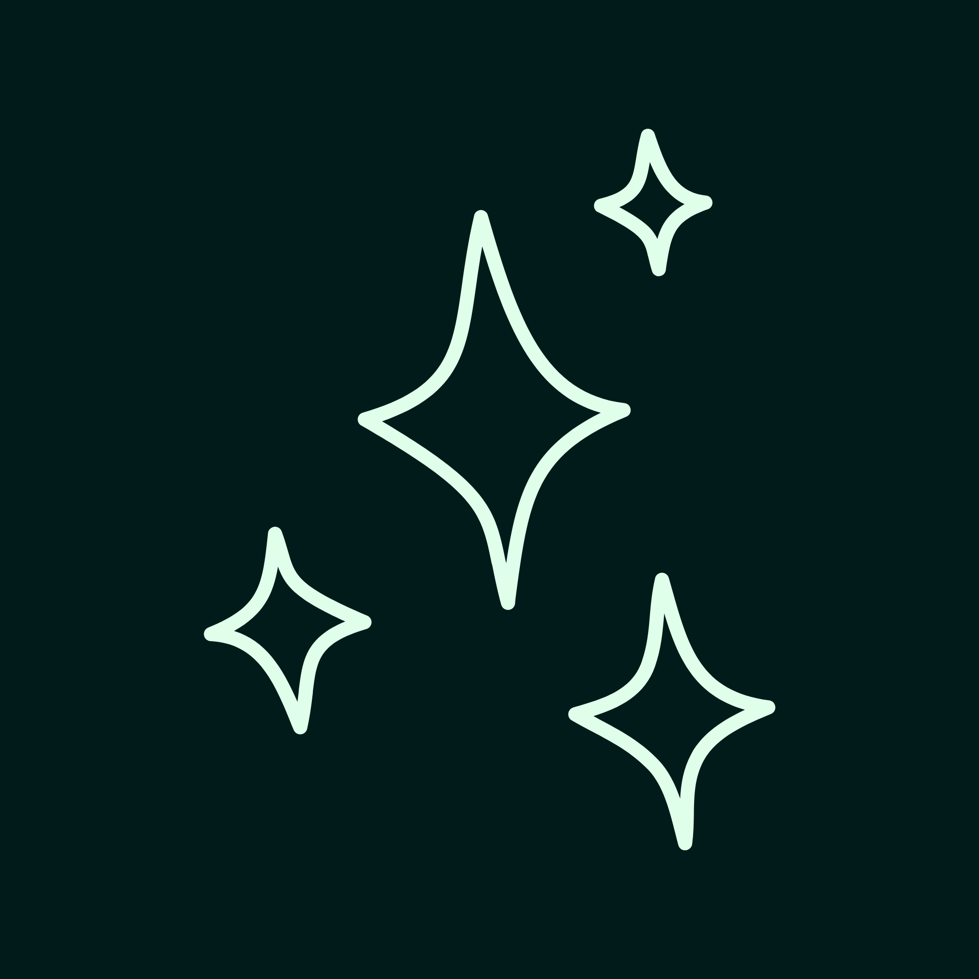Minimalist line art of Christmas ornaments hanging from a string on a dark background.