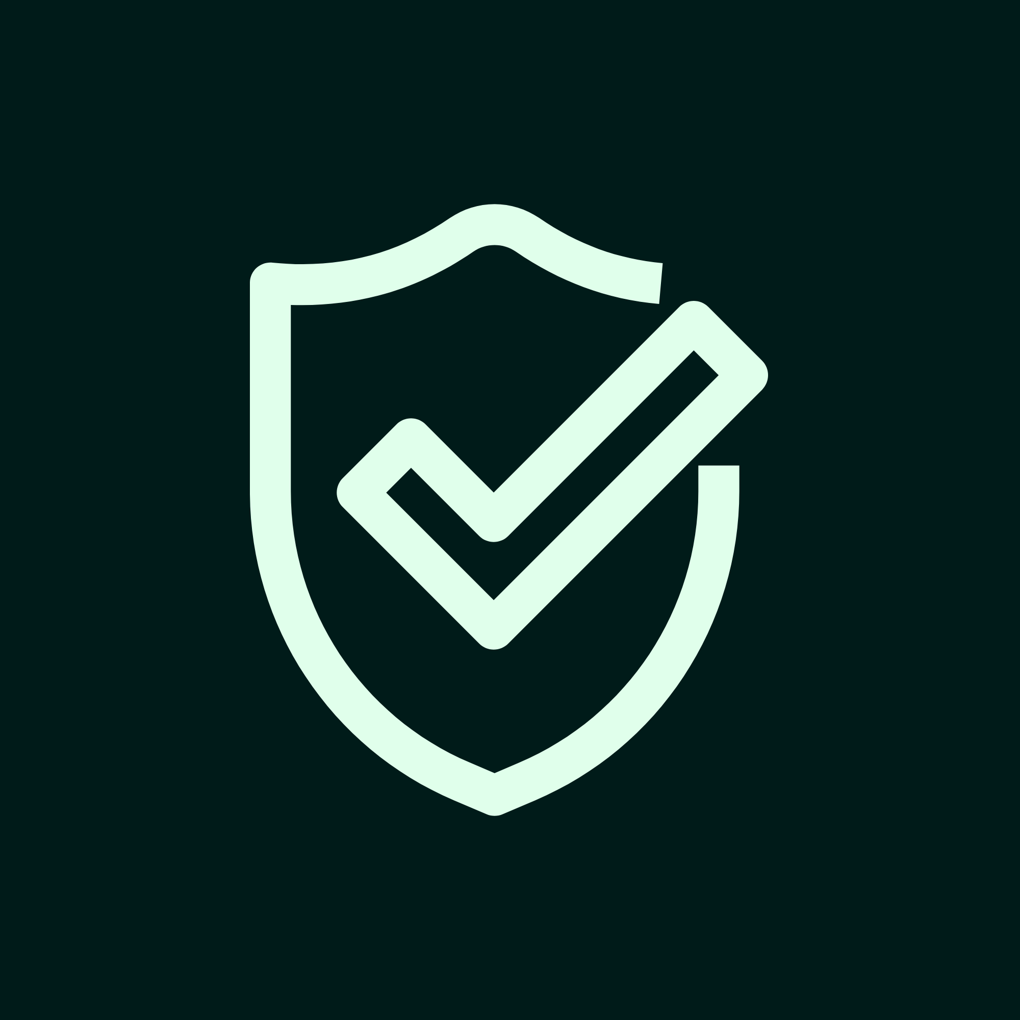 Digital illustration of a mobile phone displaying a checkmark inside a shield, representing security or verification.