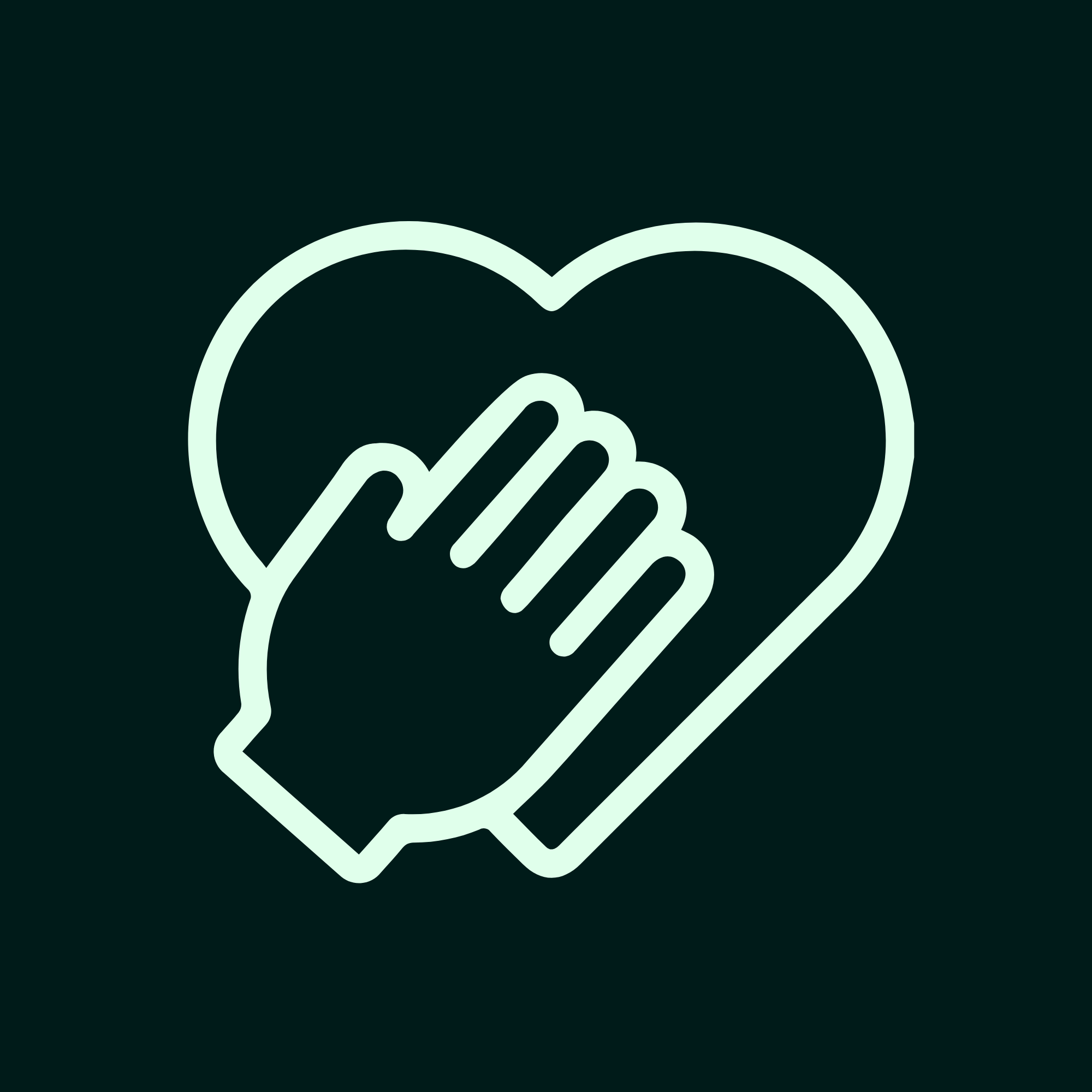 Line drawing of two hands shaking, enclosed in a circle.