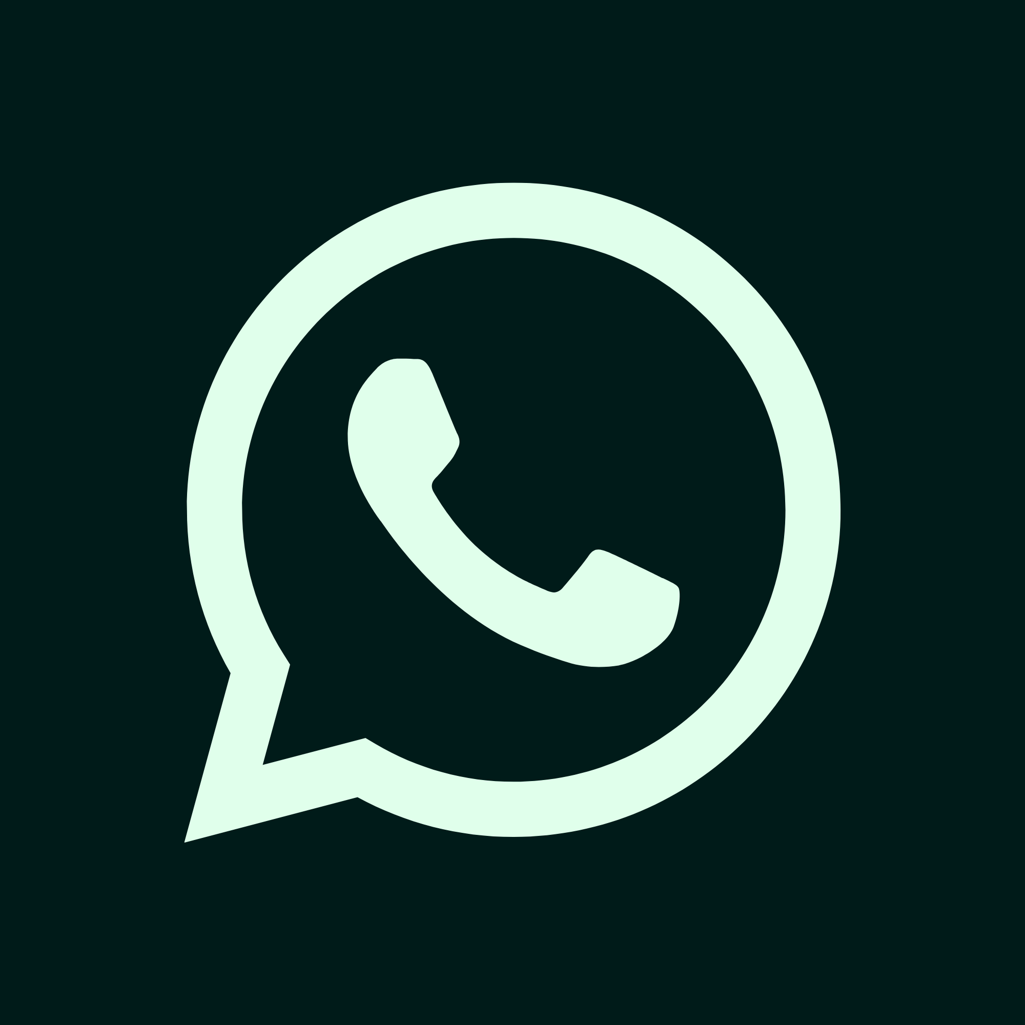 Close-up of a phone screen showing a green background with a white chat bubble and phone icon, typical of communication app interface.