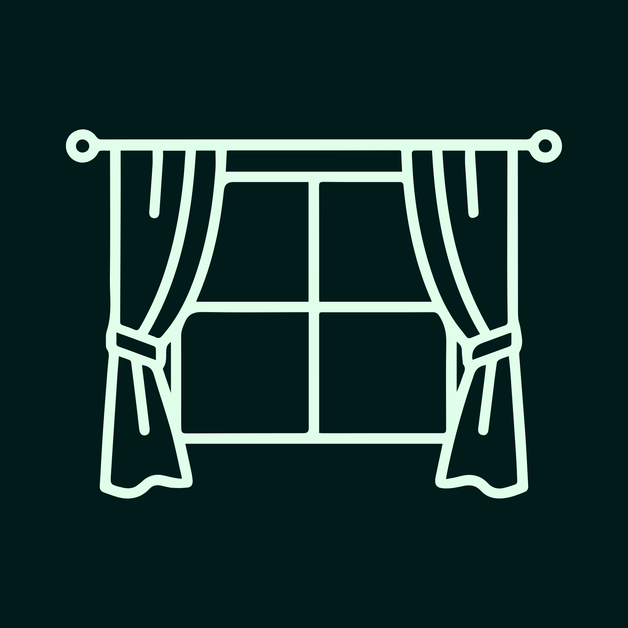 Outline of a person with long hair in a sitting position, viewed from the back, with the person's head and upper body visible, wearing clothes and possibly glasses.