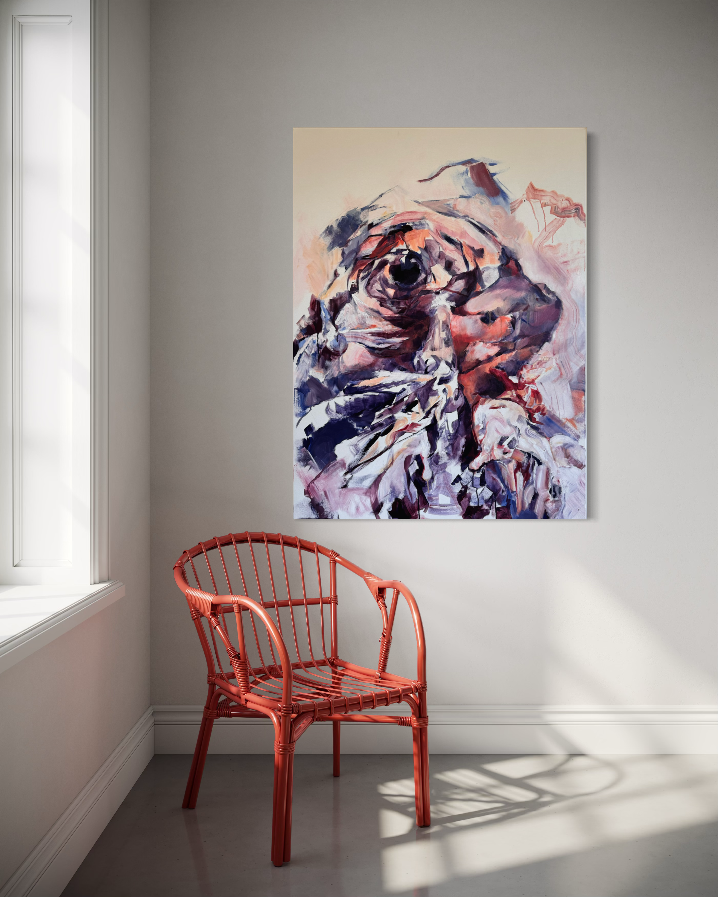 Pegausus Polo, Famine. Acrylic on canvas. 36x48. Painted by artist, Carmen Refsnes, in 2026. 