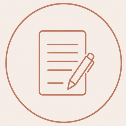 Icons eines Dokuments mit Linien und eines Stifts, um Notizen oder Schreiben darzustellen.