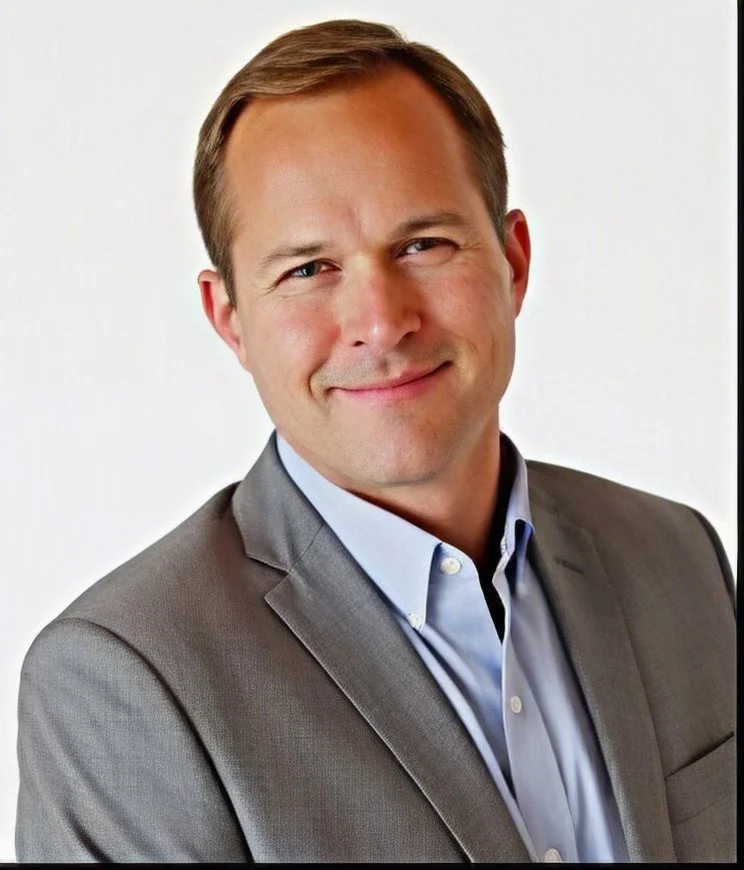 Professional headshot of a smiling man in a gray suit and light blue shirt against a plain white background.